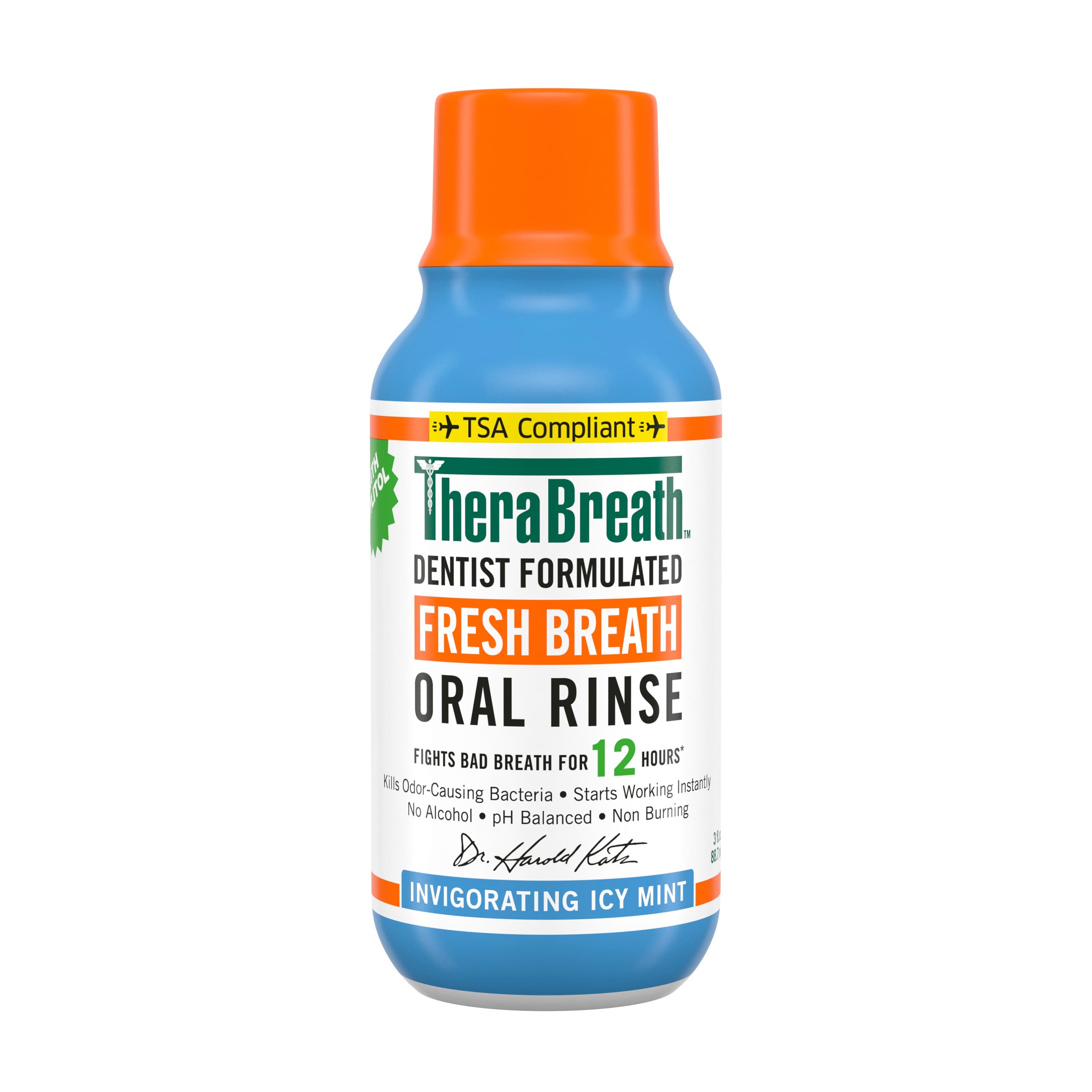 TheraBreath Oral Rinse, Icy Mint, Alcohol Free, 3 oz, 72/Case - TheraBreath Oral Rinse 3 oz - Image 1
