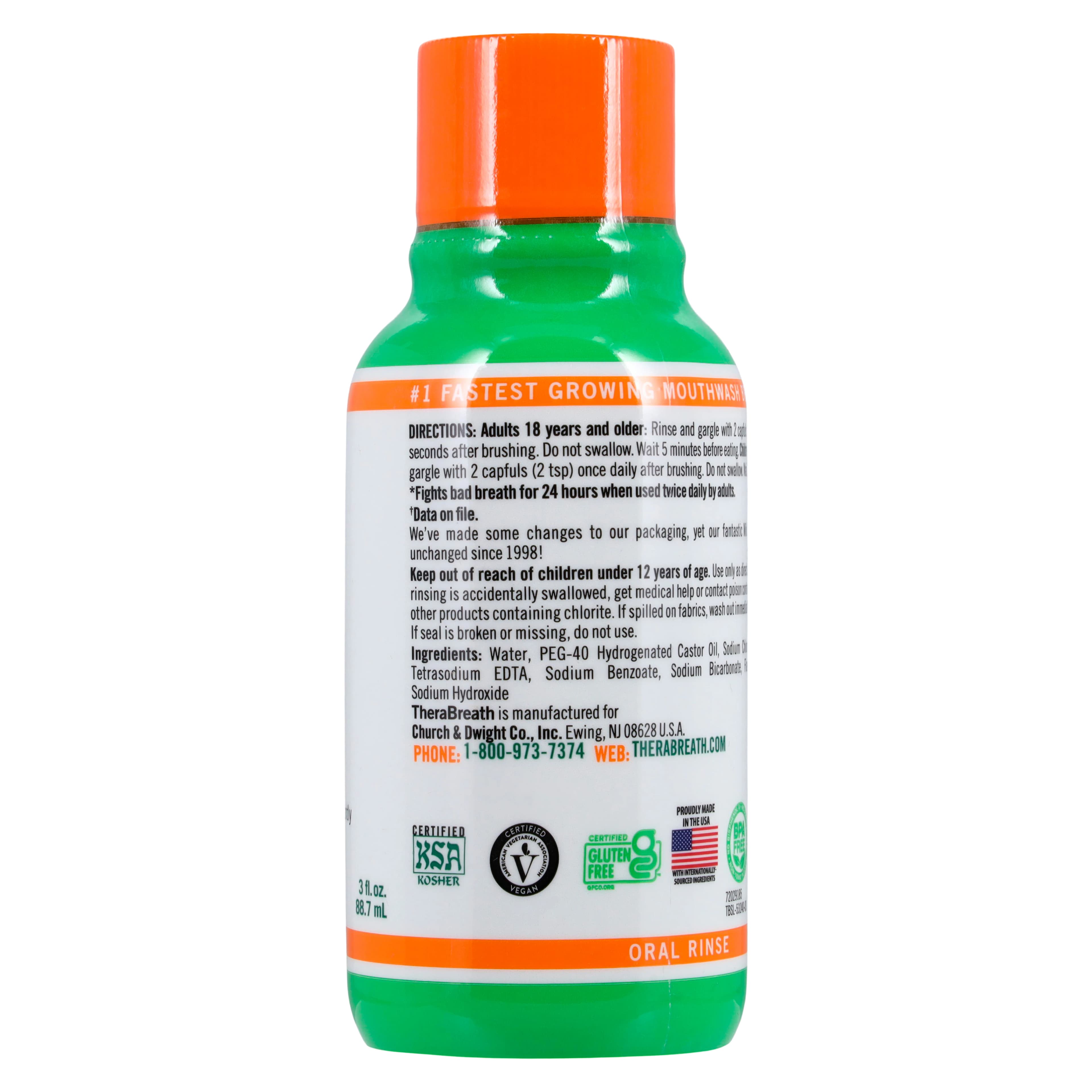 TheraBreath Oral Rinse, Fresh Breath Mild Mint, Alcohol Free, 3 oz, 72/Case thumbnail 3