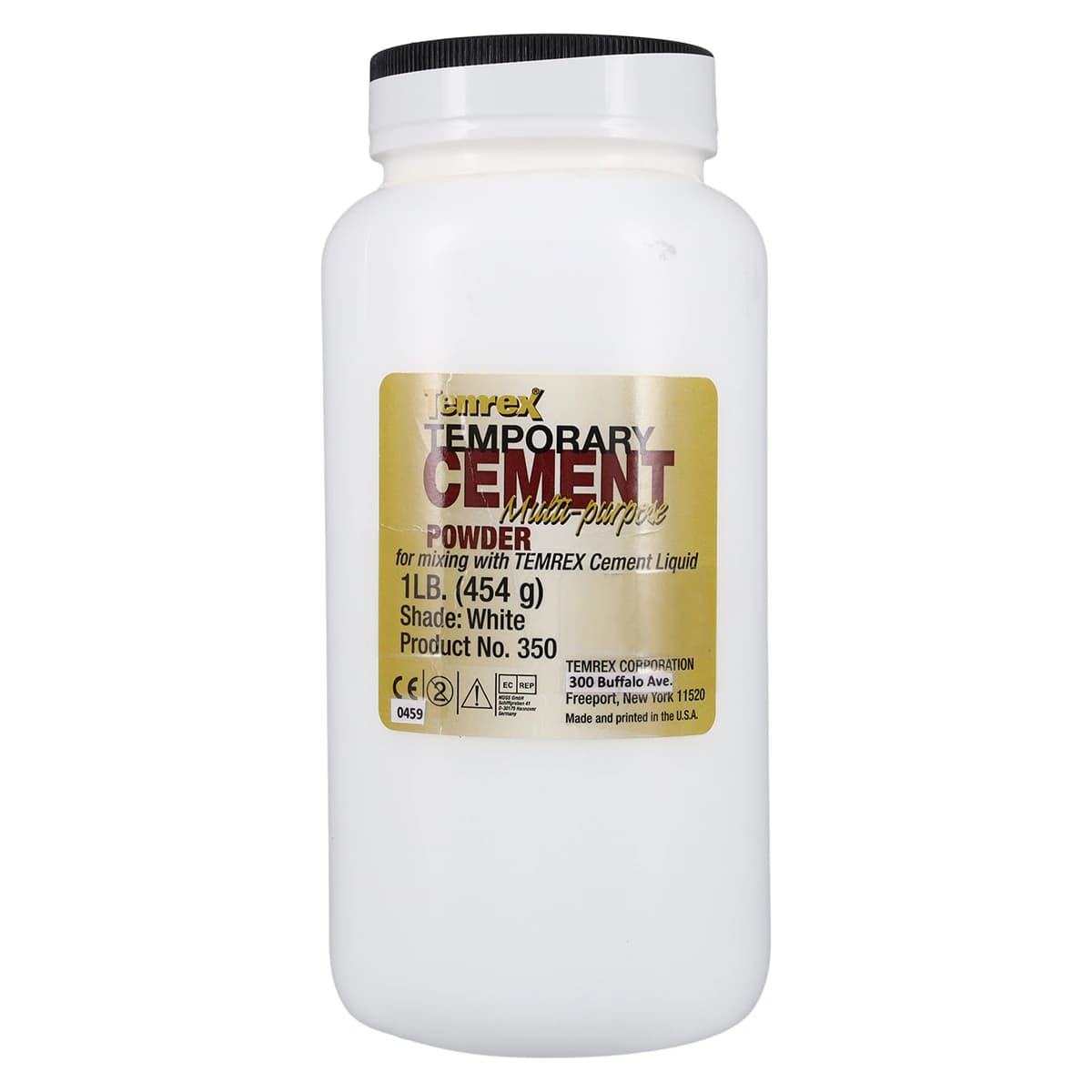 Temrex Zinc Oxide Eugenol Temporary Cement Powder, White, 1 lb Bottle, 350 thumbnail 2