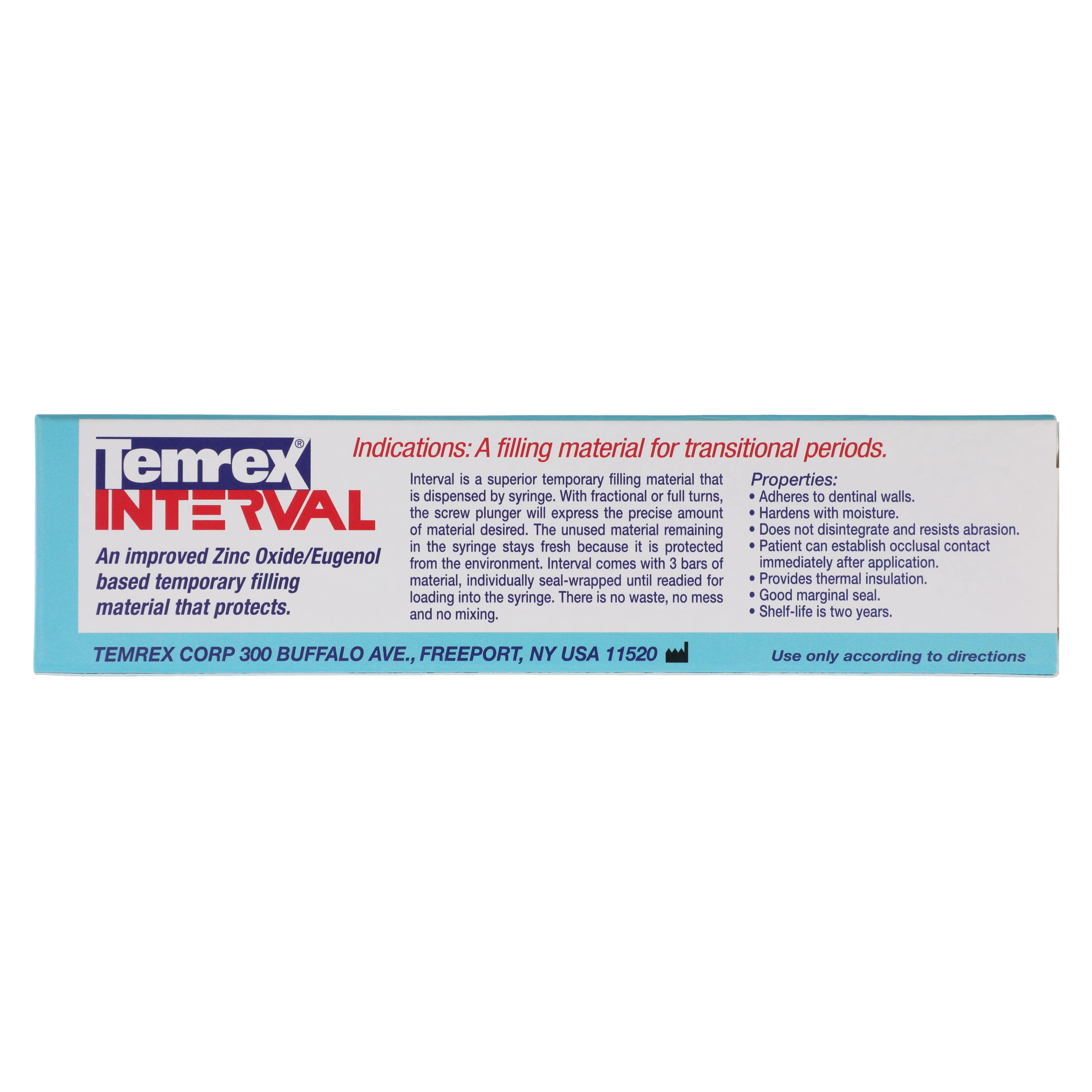 Temrex Interval Temporary Filling Material, Complete Package, 6.5 g Syringe with 3 Bars, 1/Pk, 7500 thumbnail 6