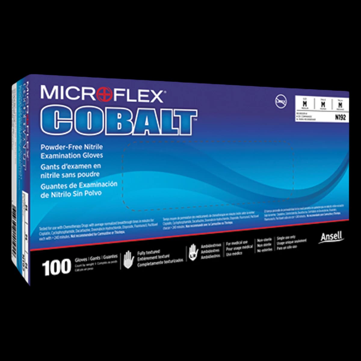 Microflex Cobalt Nitrile Exam Gloves, Powder Free, Textured, Non-Sterile, Small, Blue, 100/Box, N191 thumbnail 2