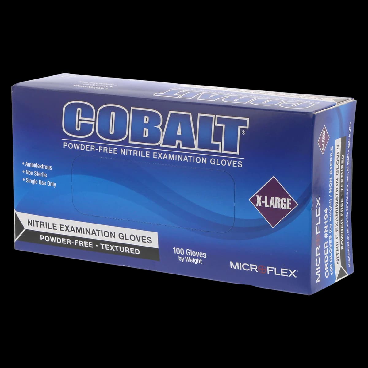 Microflex Cobalt Nitrile Exam Gloves, Powder-Free, Textured, Non-Sterile, Extra Large, Blue, 100/Box, N194 thumbnail 2