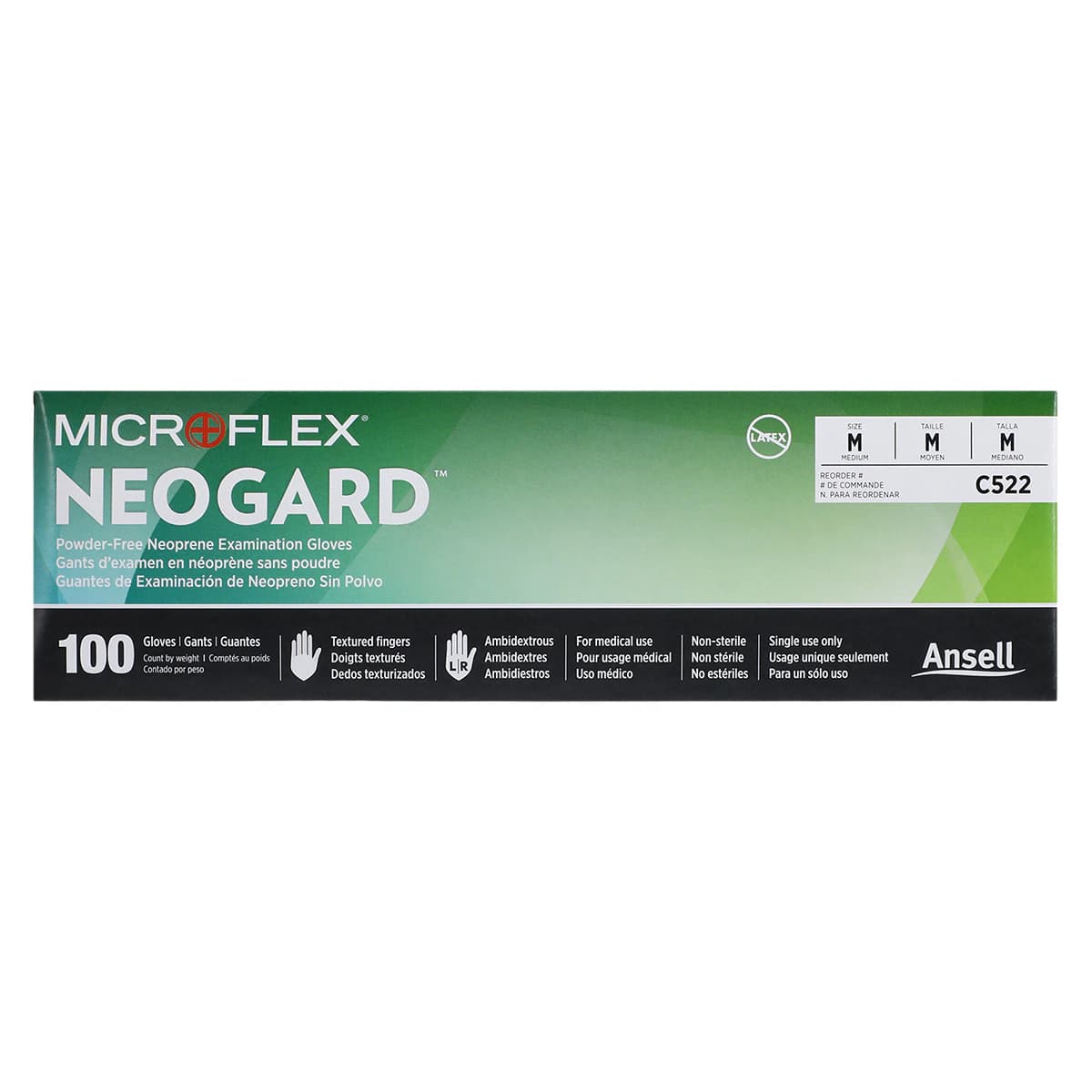 Microflex Neogard Chloroprene Exam Gloves, Powder-Free, Non-Sterile, Medium, Green, 100/Box, C522 thumbnail 5