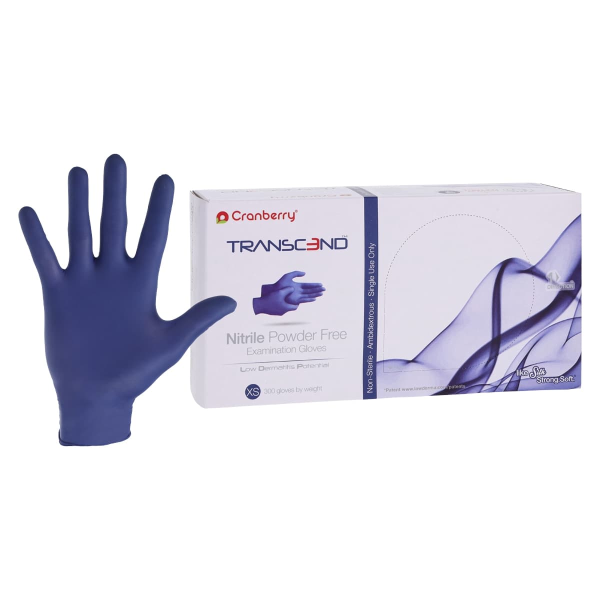 Cranberry Transcend Nitrile Exam Gloves, Powder Free, Non-Sterile, X-Small, Matte Blue, 300/Box, CR3365 thumbnail 2