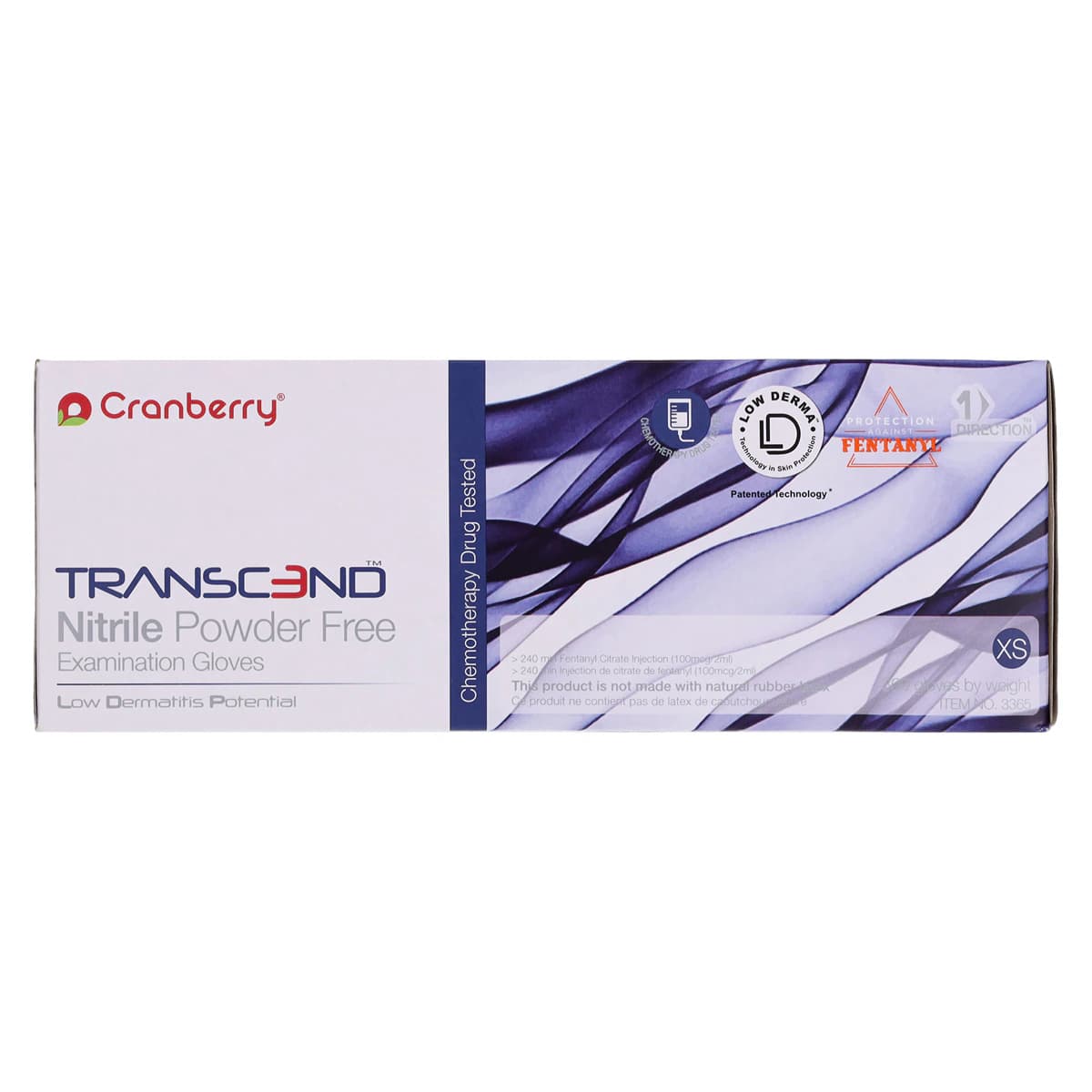 Cranberry Transcend Nitrile Exam Gloves, Powder Free, Non-Sterile, X-Small, Matte Blue, 300/Box, CR3365 thumbnail 6
