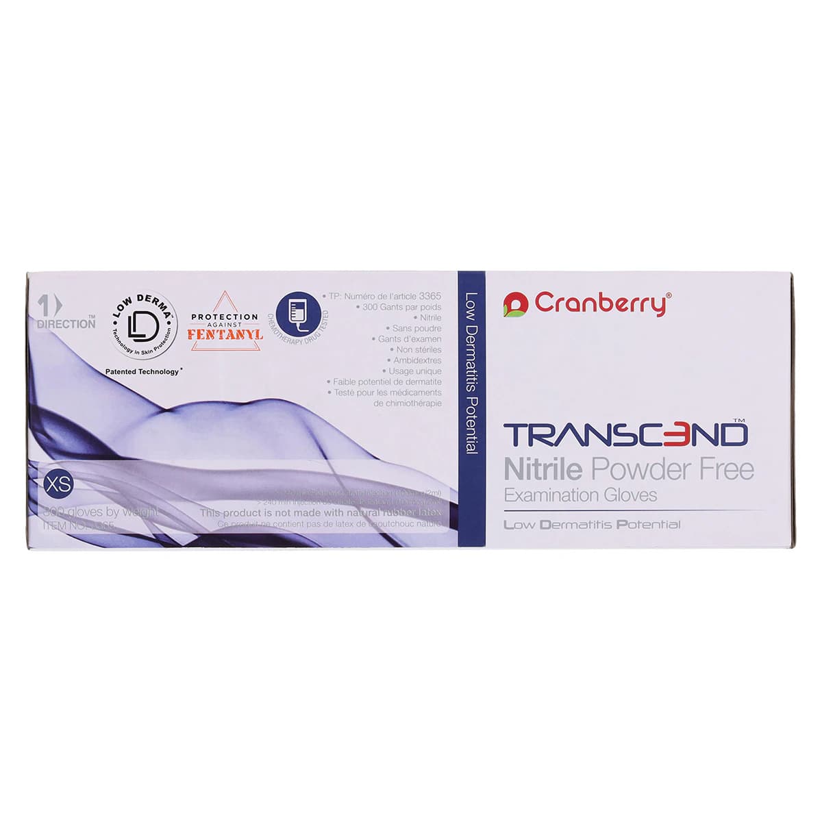 Cranberry Transcend Nitrile Exam Gloves, Powder Free, Non-Sterile, X-Small, Matte Blue, 300/Box, CR3365 thumbnail 7
