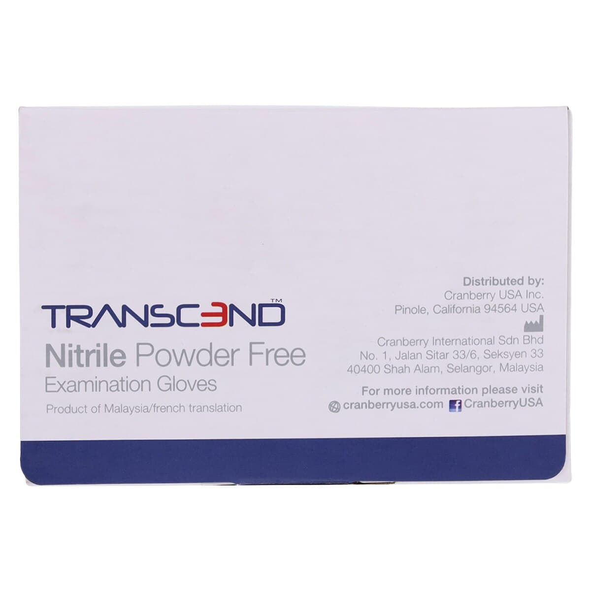 Cranberry Transcend Nitrile Exam Gloves, Powder Free, Non-Sterile, X-Small, Matte Blue, 300/Box, CR3365 thumbnail 8
