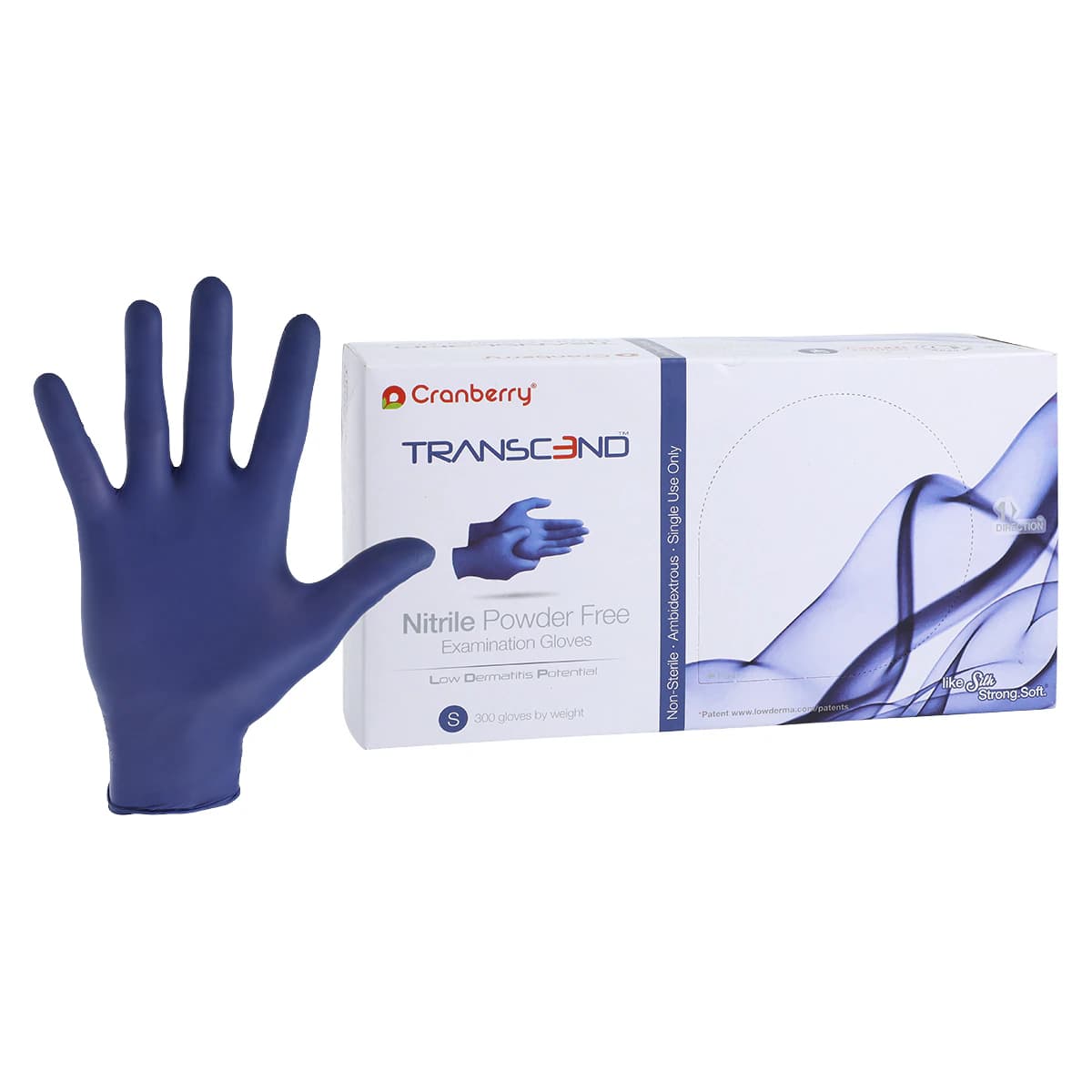 Cranberry Transcend Nitrile Exam Gloves, Powder-Free, Small, Matte Blue, 300/Box, CR3366 thumbnail 2