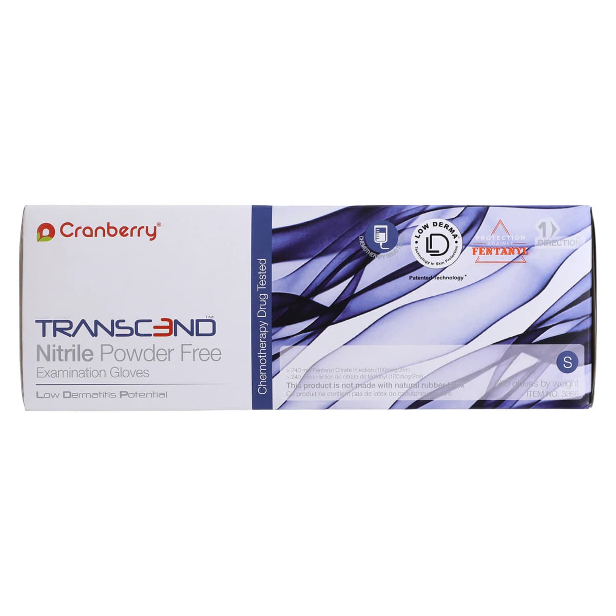 Cranberry Transcend Nitrile Exam Gloves, Powder-Free, Small, Matte Blue, 300/Box, CR3366 thumbnail 7