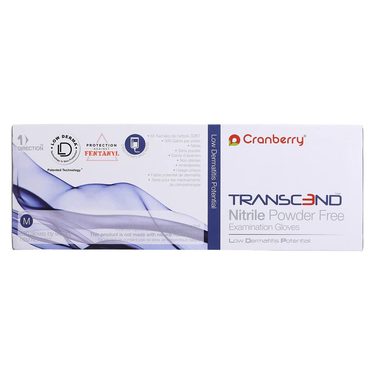 Cranberry Transcend 300 Nitrile Exam Gloves, Powder-Free, Non-Sterile, Medium, Matte Blue, 300/Box, CR3367 thumbnail 6