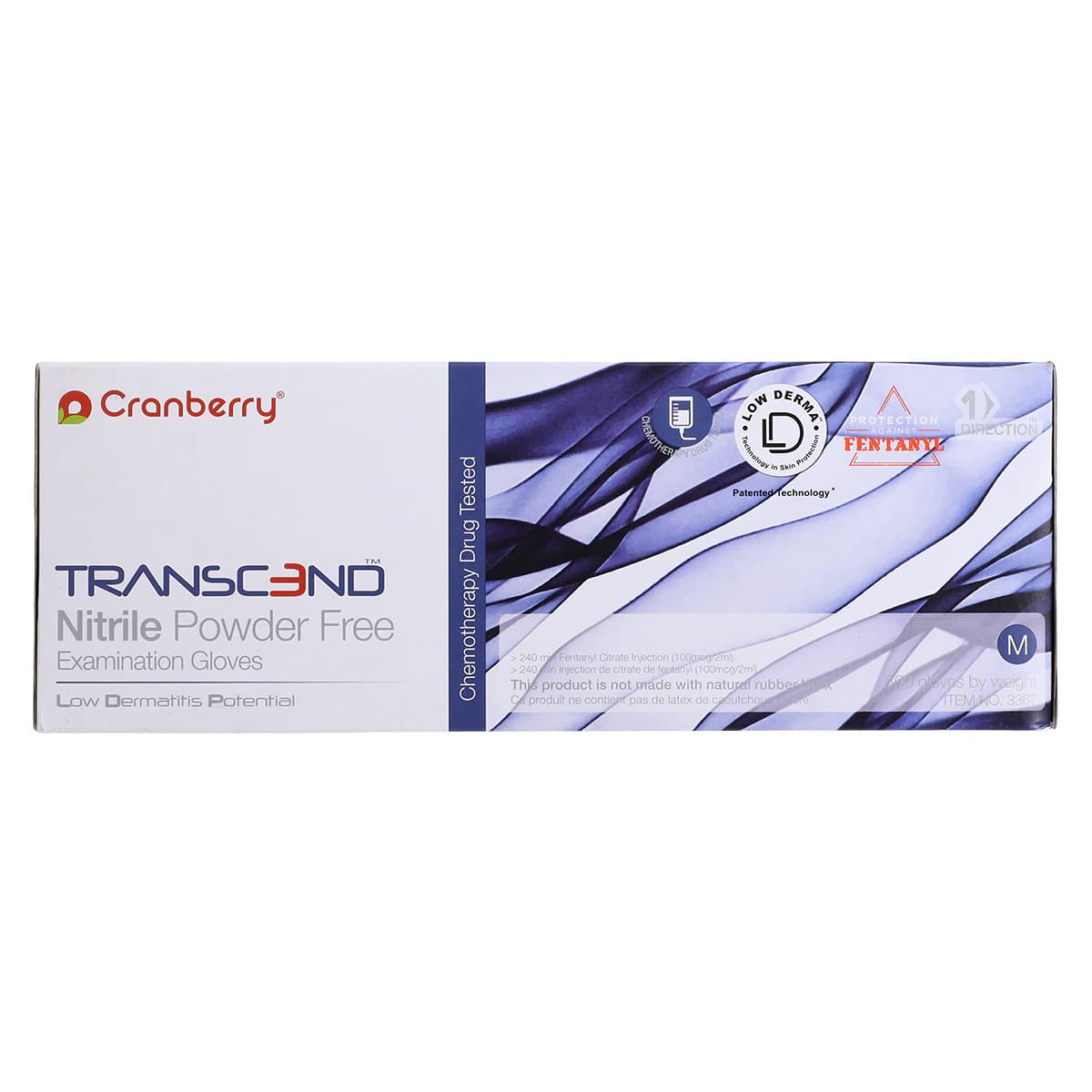 Cranberry Transcend 300 Nitrile Exam Gloves, Powder-Free, Non-Sterile, Medium, Matte Blue, 300/Box, CR3367 thumbnail 7
