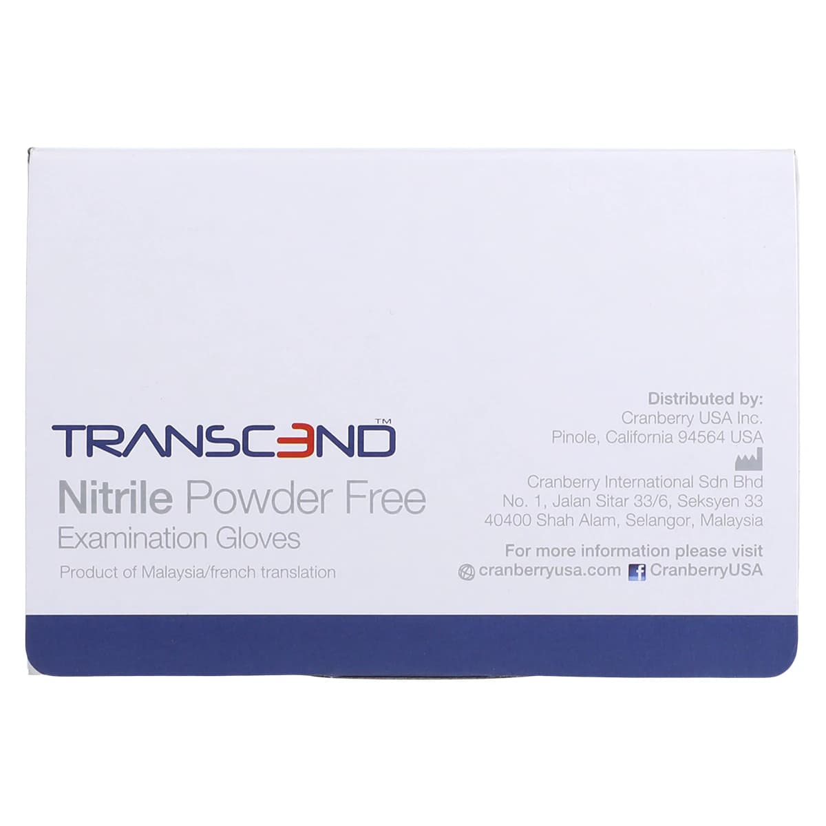 Cranberry Transcend 300 Nitrile Exam Gloves, Powder-Free, Non-Sterile, Medium, Matte Blue, 300/Box, CR3367 thumbnail 9