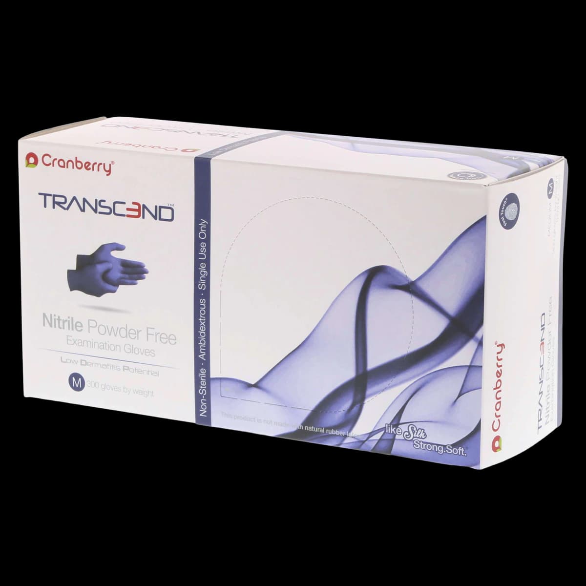 Cranberry Transcend 300 Nitrile Exam Gloves, Powder-Free, Non-Sterile, Medium, Matte Blue, 300/Box, CR3367 thumbnail 2