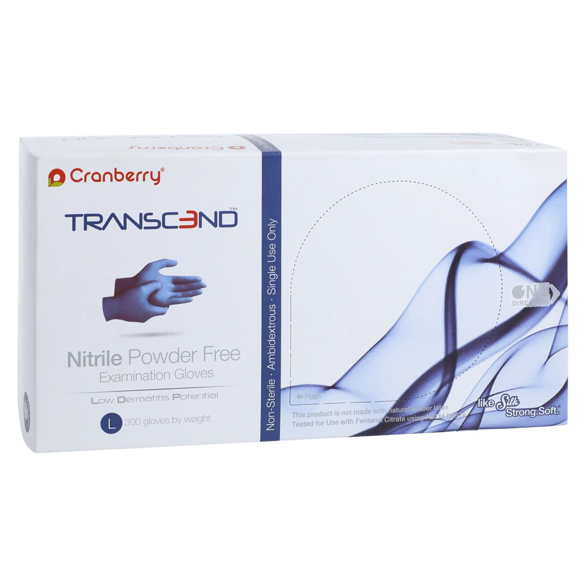 Cranberry Transcend 300 Nitrile Exam Gloves, Powder Free, Non-Sterile, Large, Matte Blue, 300/Box, CR3368 thumbnail 5