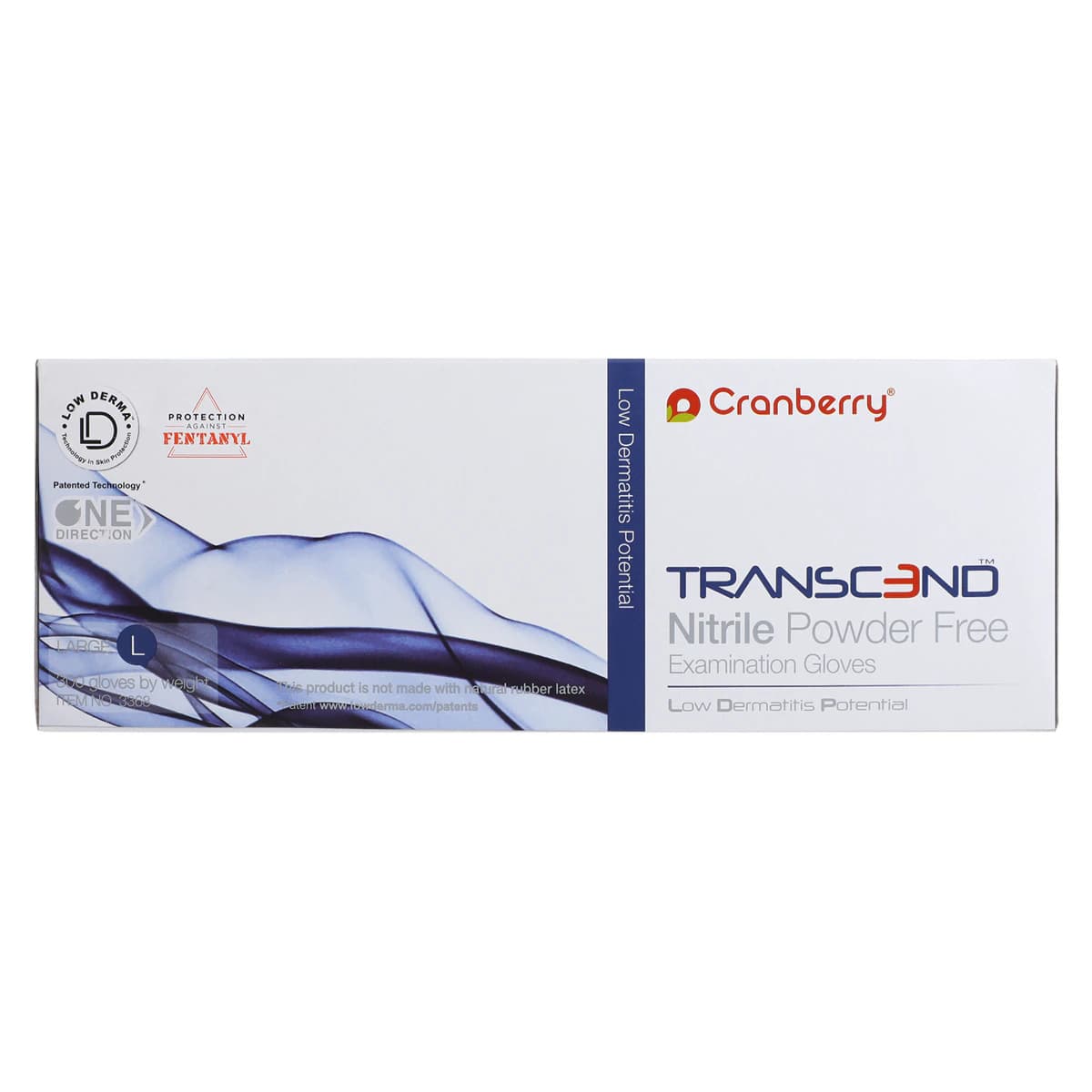 Cranberry Transcend 300 Nitrile Exam Gloves, Powder Free, Non-Sterile, Large, Matte Blue, 300/Box, CR3368 thumbnail 6