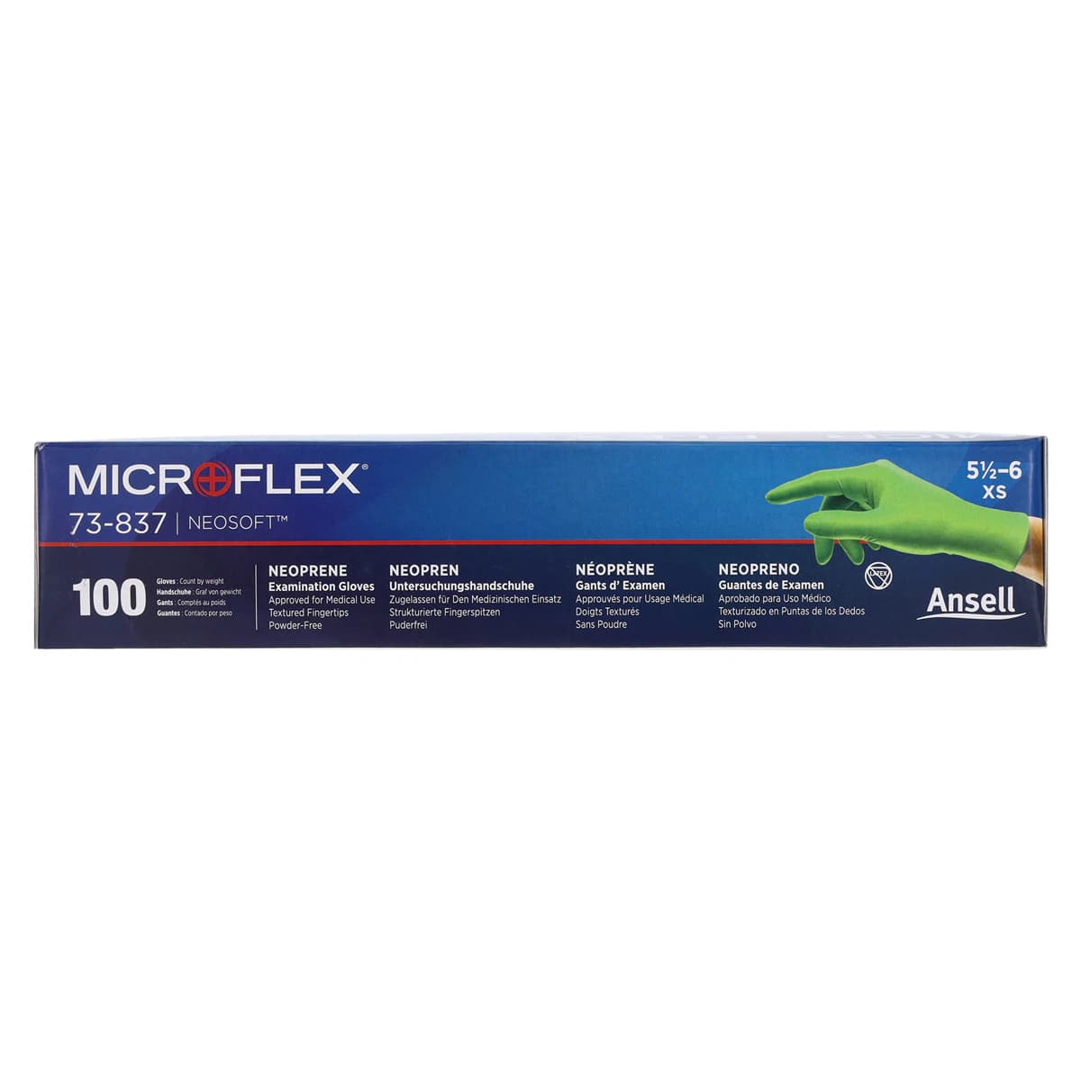 Microflex NeoSoft Neoprene Exam Gloves, X-Small, Powder-Free, Green, Non-Sterile, 100/Box thumbnail 5