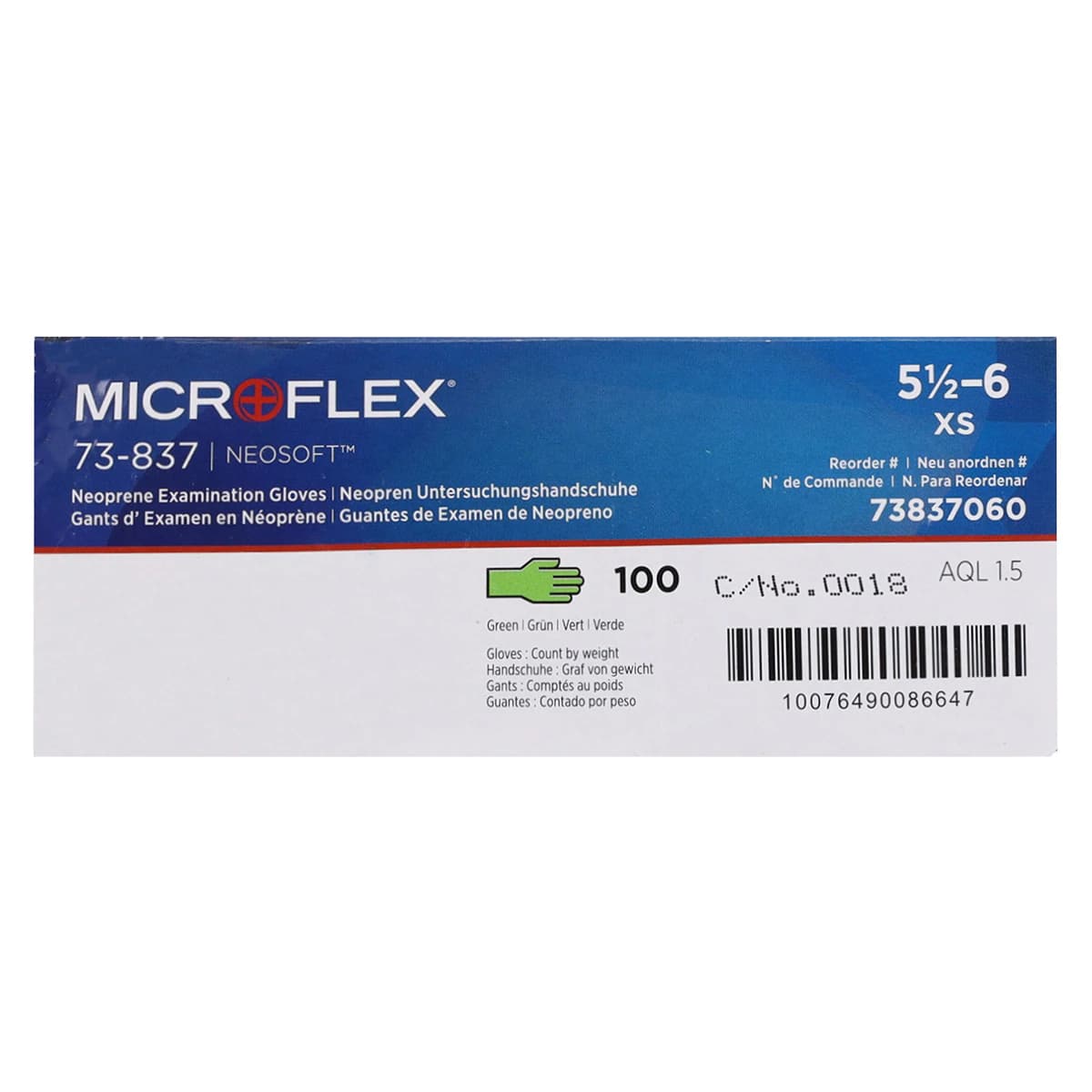 Microflex NeoSoft Neoprene Exam Gloves, X-Small, Powder-Free, Green, Non-Sterile, 100/Box thumbnail 6