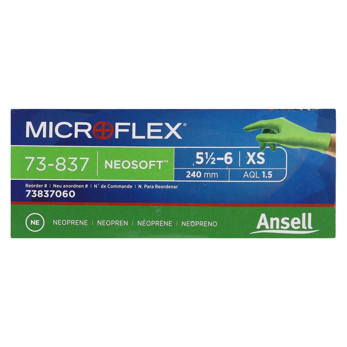 Microflex NeoSoft Neoprene Exam Gloves, X-Small, Powder-Free, Green, Non-Sterile, 100/Box thumbnail 7