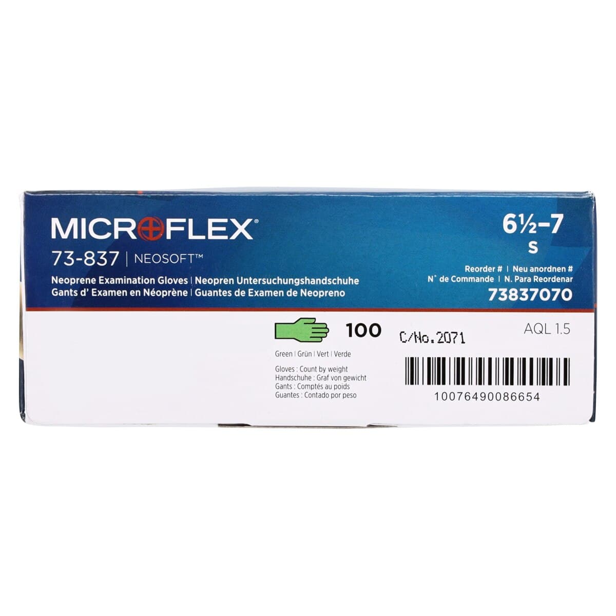 Microflex NeoSoft Neoprene Exam Gloves, Powder Free, Non-Sterile, Small, Light Green, 100/Box, 73837070 thumbnail 7
