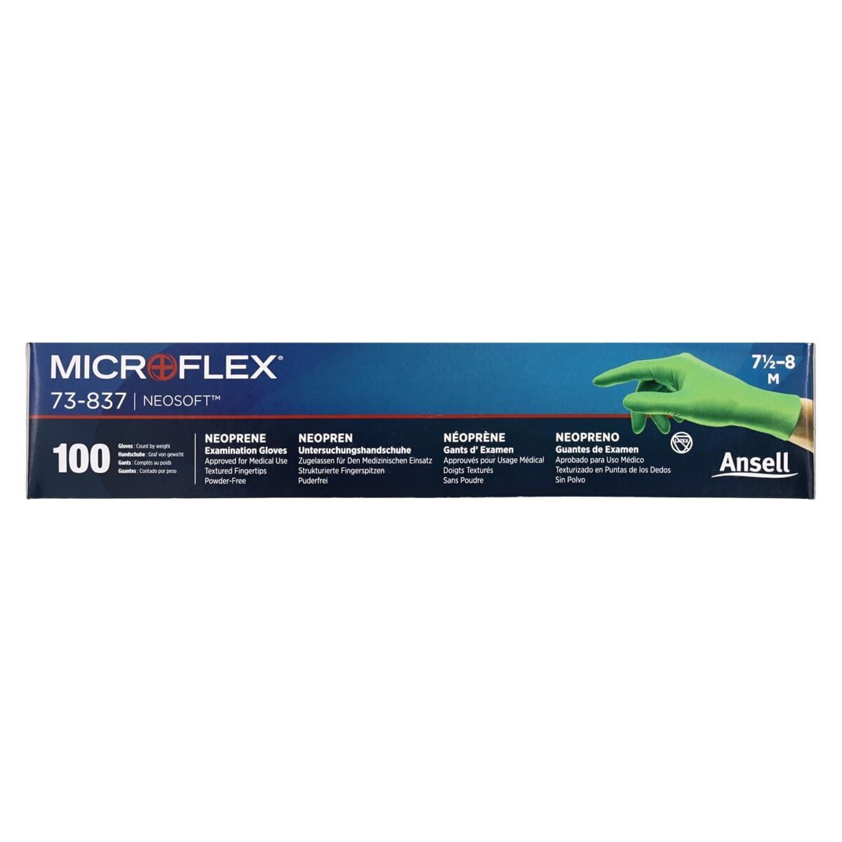 Microflex NeoSoft Neoprene Exam Gloves, Powder Free, Non-Sterile, Medium, Light Green, 100/Box, 73837080 thumbnail 5