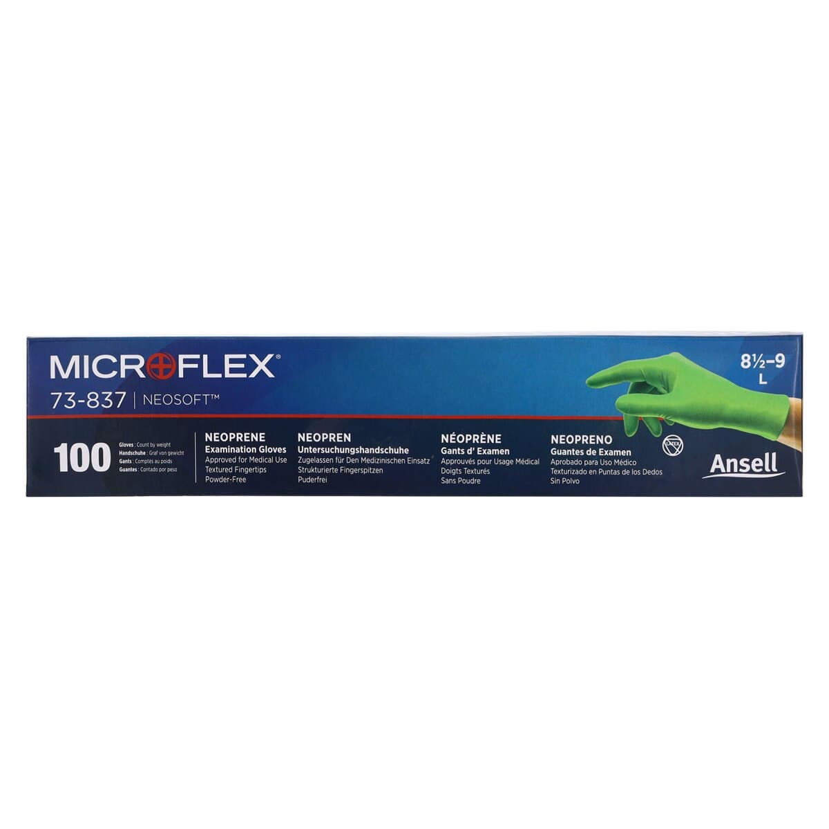 Microflex NeoSoft Neoprene Exam Gloves, Powder-Free, Latex-Free, Large, Green, 100/Bx, 73-837 thumbnail 5