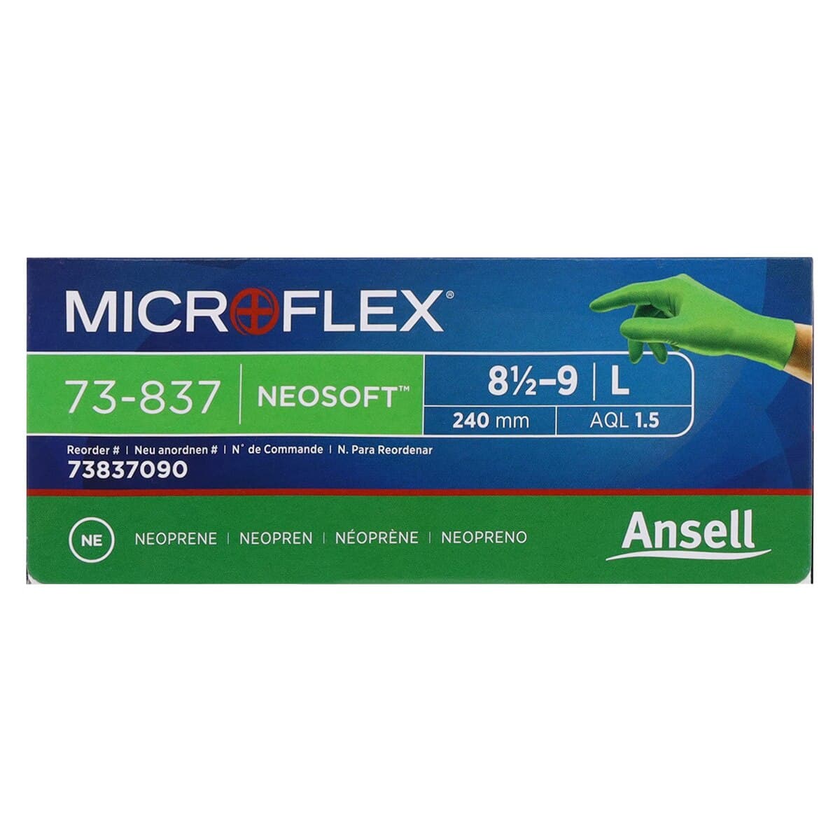 Microflex NeoSoft Neoprene Exam Gloves, Powder-Free, Latex-Free, Large, Green, 100/Bx, 73-837 thumbnail 7