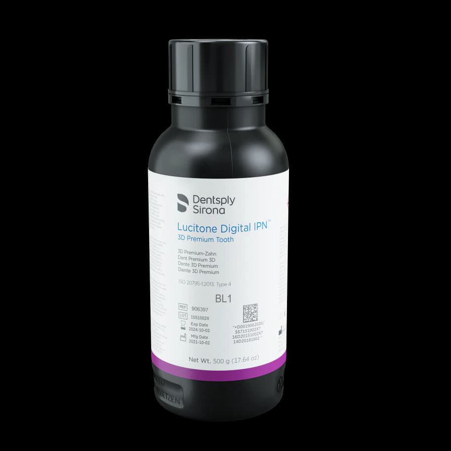 Lucitone Digital IPN 3D Premium Tooth Resin, Shade BL1, 500 ml Bottle - Lucitone Digital IPN 3D Resin BL1 500ml - Image 1