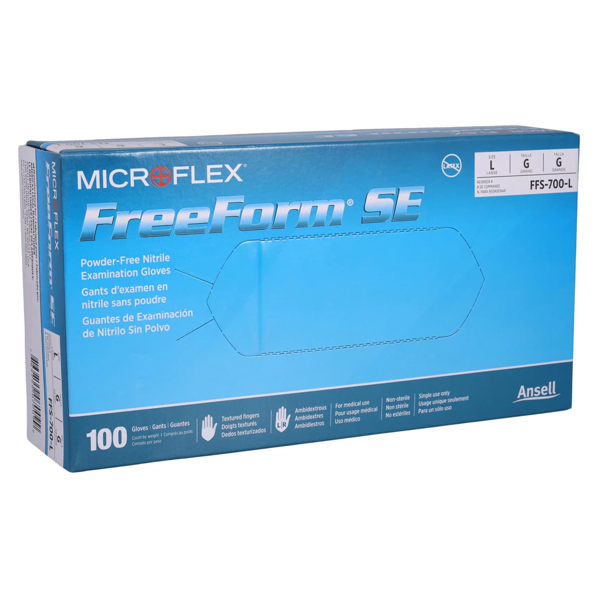 FreeForm SE Nitrile Exam Gloves, Powder Free, Non-Sterile, Large, Blue, 100/Box, FFS-700-L thumbnail 4