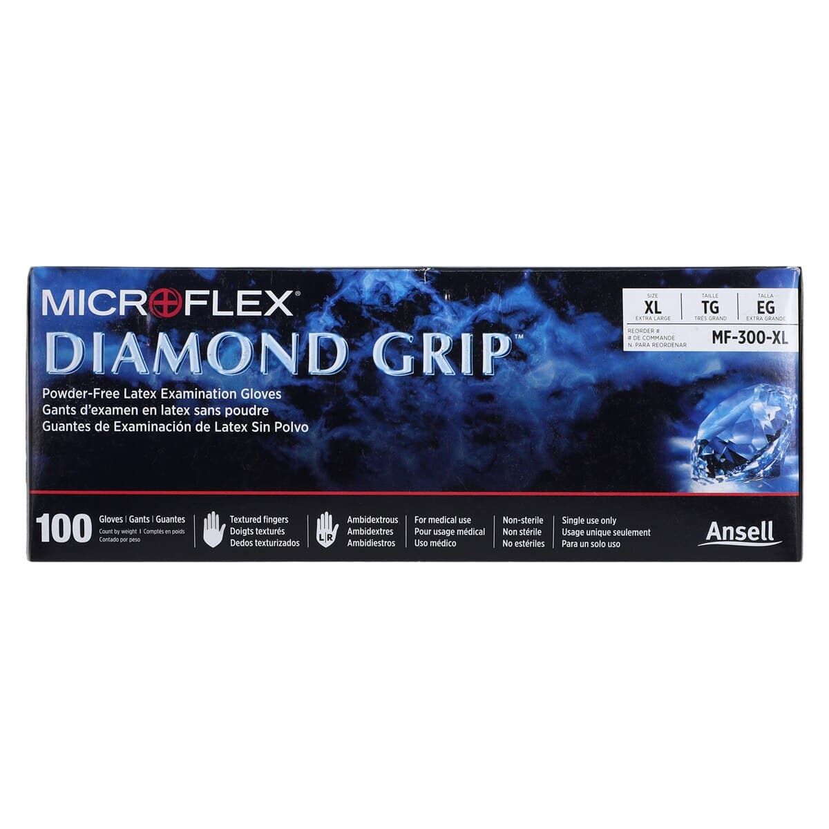 Microflex Diamond Grip MF-300 Powder-Free Latex Exam Gloves, Extra Large, Natural, 100/Box, MF-300-XL thumbnail 5