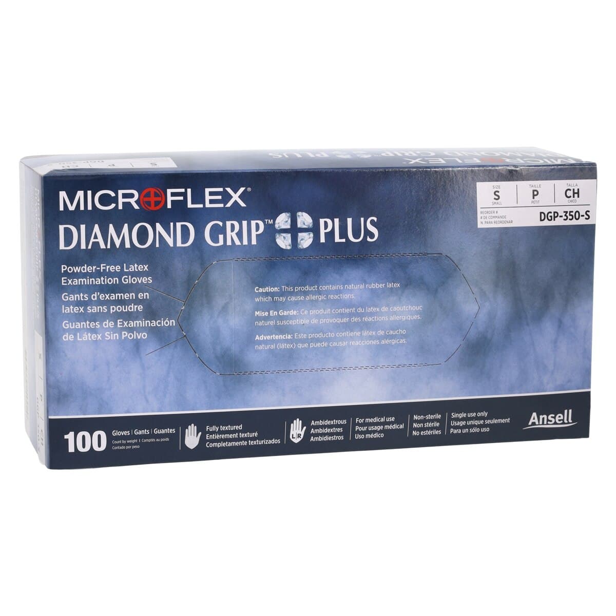 Diamond Grip Plus DGP-350 Latex Exam Gloves, Powder-Free, Textured, Non-Sterile, Small, Natural, 100/Box, DGP-350-S thumbnail 4