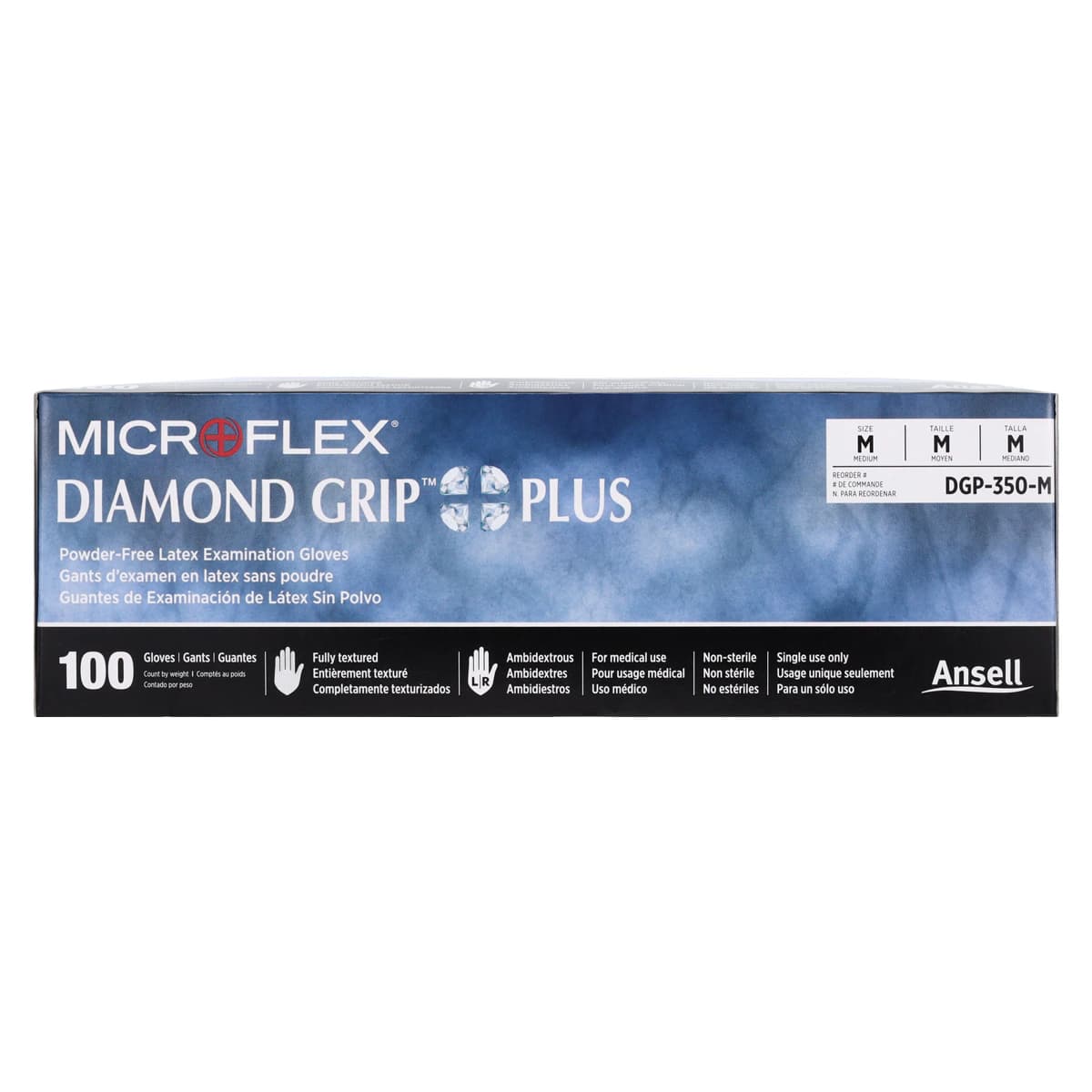 Diamond Grip Plus DGP-350 Powder-Free Latex Exam Gloves, Textured, Medium, Natural, 100/Box, DGP-350-M thumbnail 5