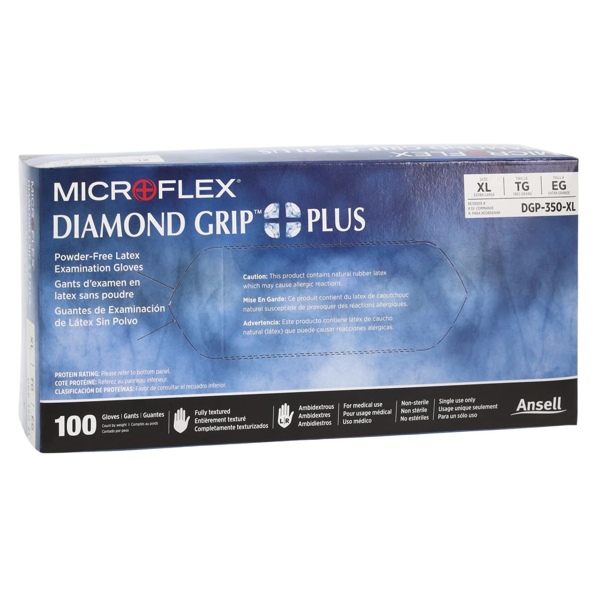 Microflex Diamond Grip Plus DGP-350 Latex Exam Gloves, Powder-Free, Textured, Non-Sterile, Extra Large, Natural, 100/Box, DGP-350-XL thumbnail 4