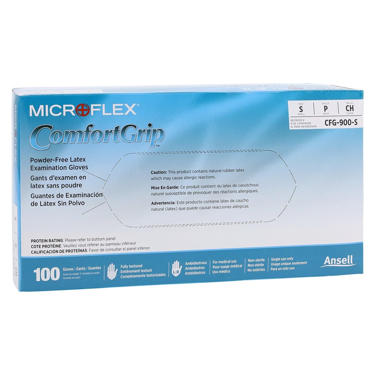 Microflex ComfortGrip CFG-900 Latex Exam Gloves, Powder-Free, Textured, Non-Sterile, Small, Natural, 100/Box, CFG-900-S thumbnail 4