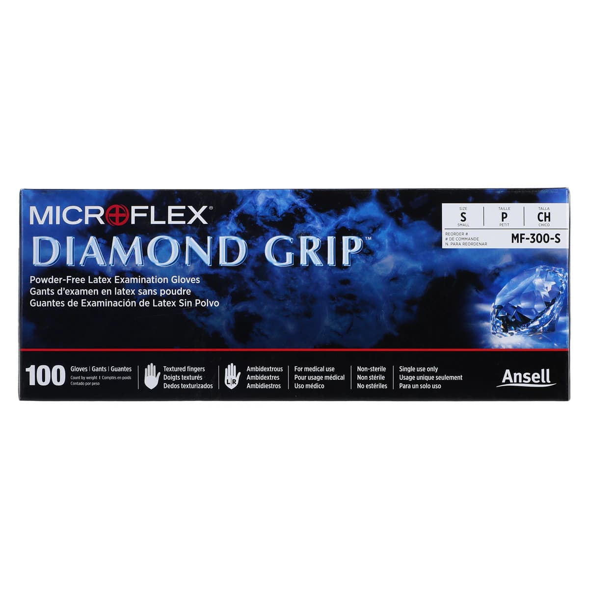 Diamond Grip MF-300 Powder-Free Latex Exam Gloves, Small, Natural, Textured Fingers, 100/Box, MF-300-S thumbnail 5