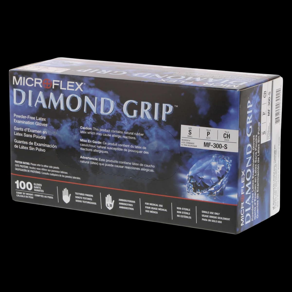Diamond Grip MF-300 Powder-Free Latex Exam Gloves, Small, Natural, Textured Fingers, 100/Box, MF-300-S thumbnail 2