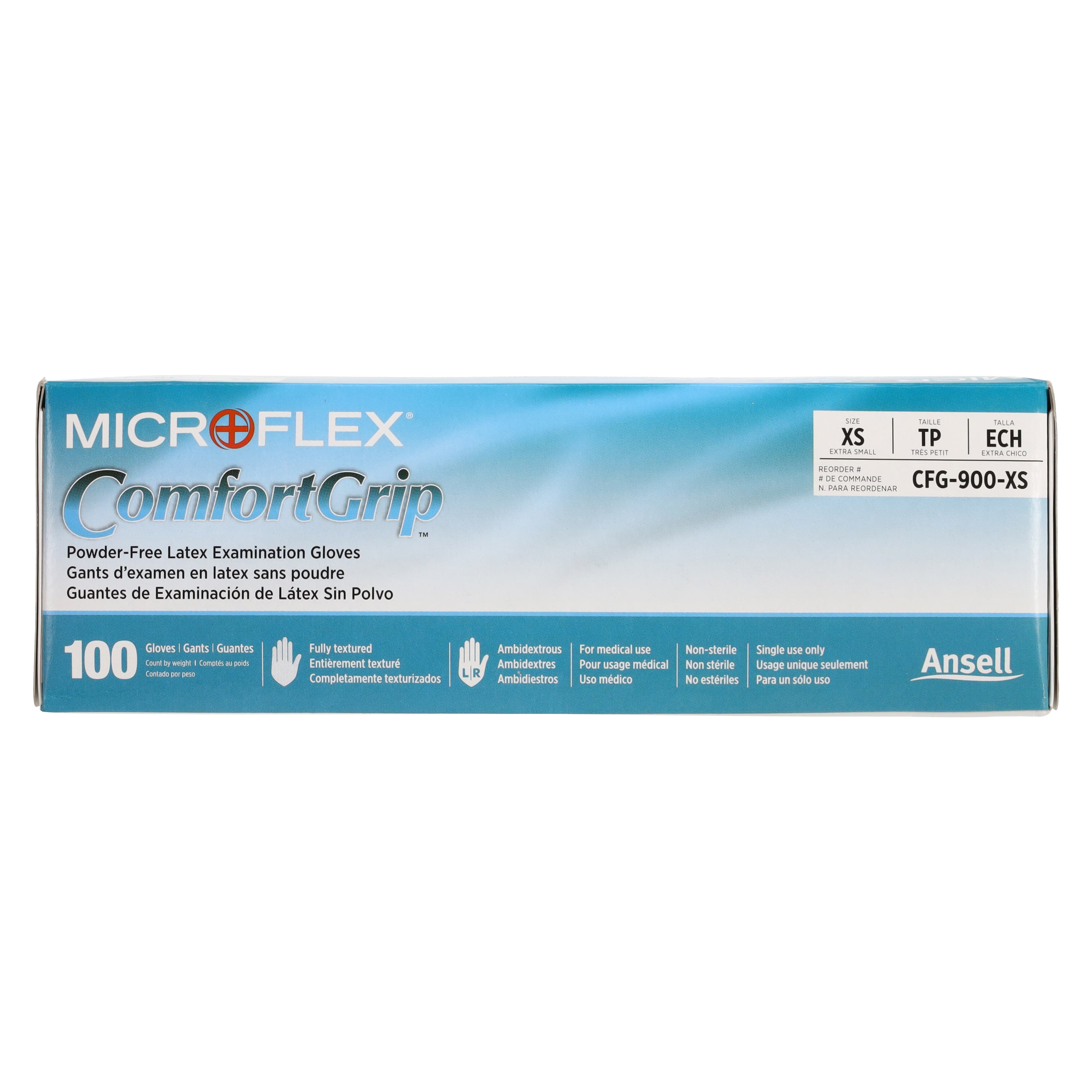 Microflex ComfortGrip CFG-900 Latex Exam Gloves, Powder-Free, Textured, Non-Sterile, Extra Small, Natural, 100/Box, CFG-900-XS thumbnail 5