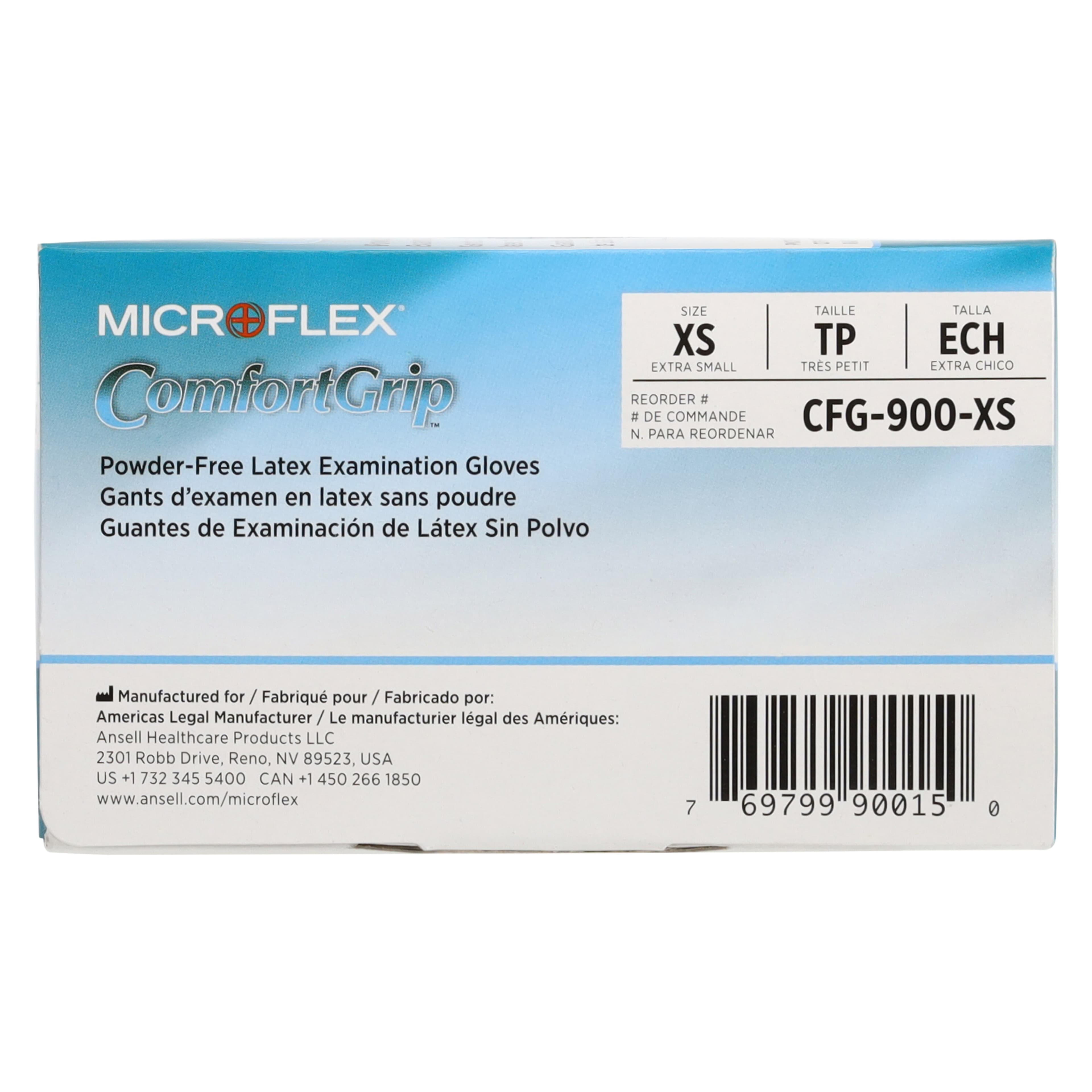 Microflex ComfortGrip CFG-900 Latex Exam Gloves, Powder-Free, Textured, Non-Sterile, Extra Small, Natural, 100/Box, CFG-900-XS thumbnail 6