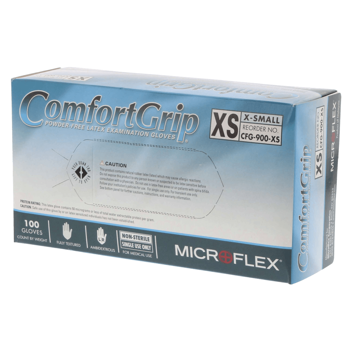 Microflex ComfortGrip CFG-900 Latex Exam Gloves, Powder-Free, Textured, Non-Sterile, Extra Small, Natural, 100/Box, CFG-900-XS thumbnail 2