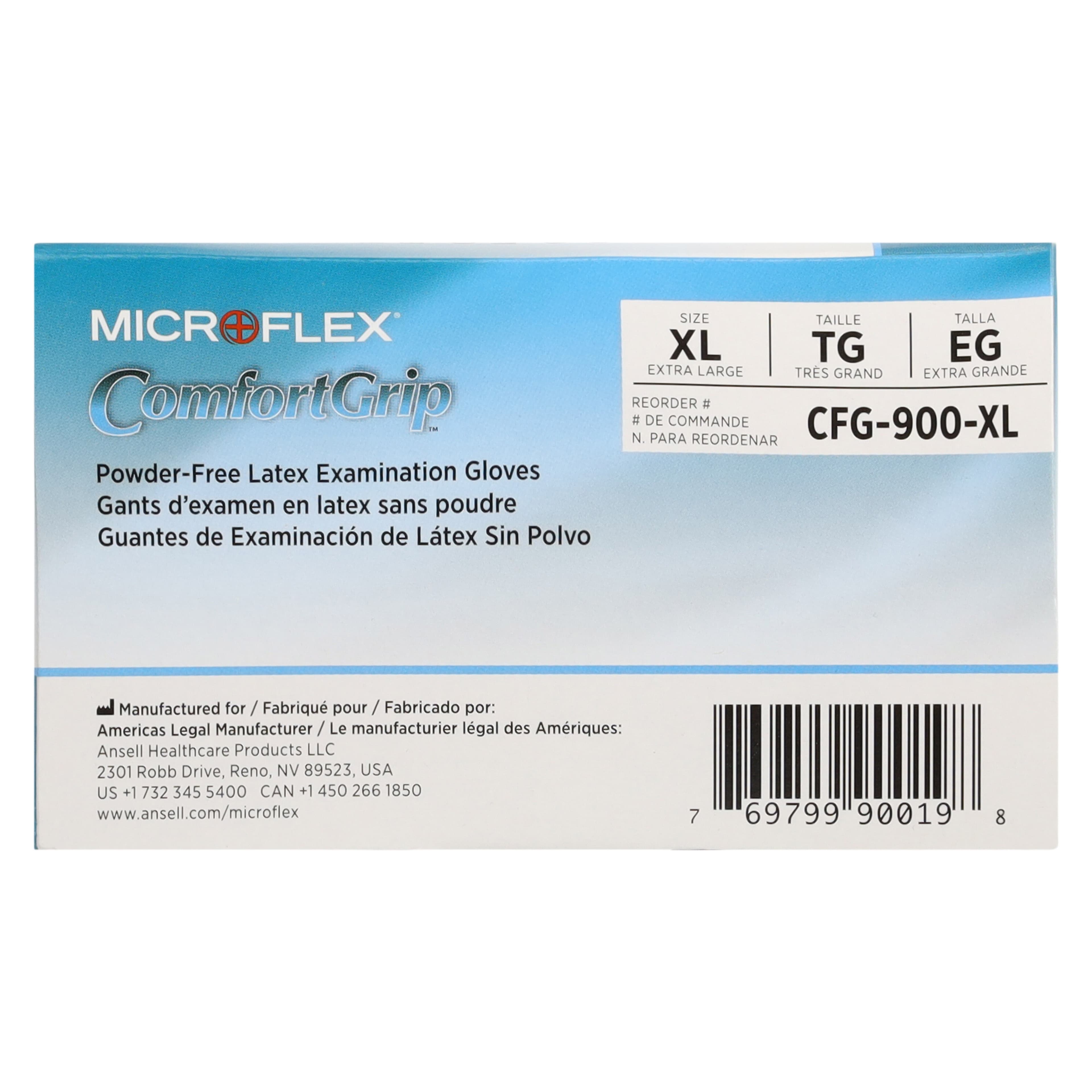Microflex ComfortGrip CFG-900 Latex Exam Gloves, Powder-Free, Textured, Extra Large, Natural, 100/Box, CFG-900-XL thumbnail 6