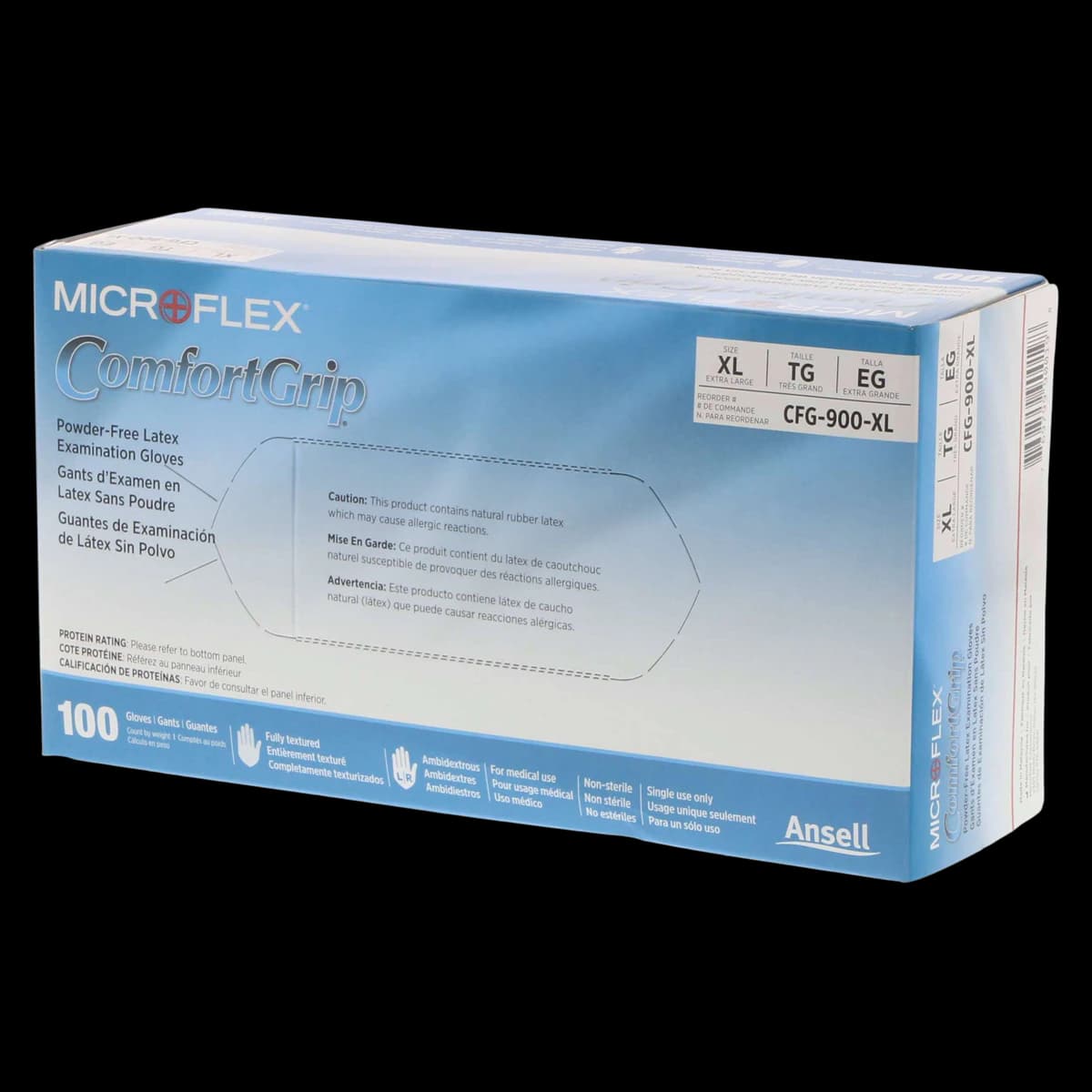 Microflex ComfortGrip CFG-900 Latex Exam Gloves, Powder-Free, Textured, Extra Large, Natural, 100/Box, CFG-900-XL - Comfort Grip XL Latex PF Gloves (100) - Image 1