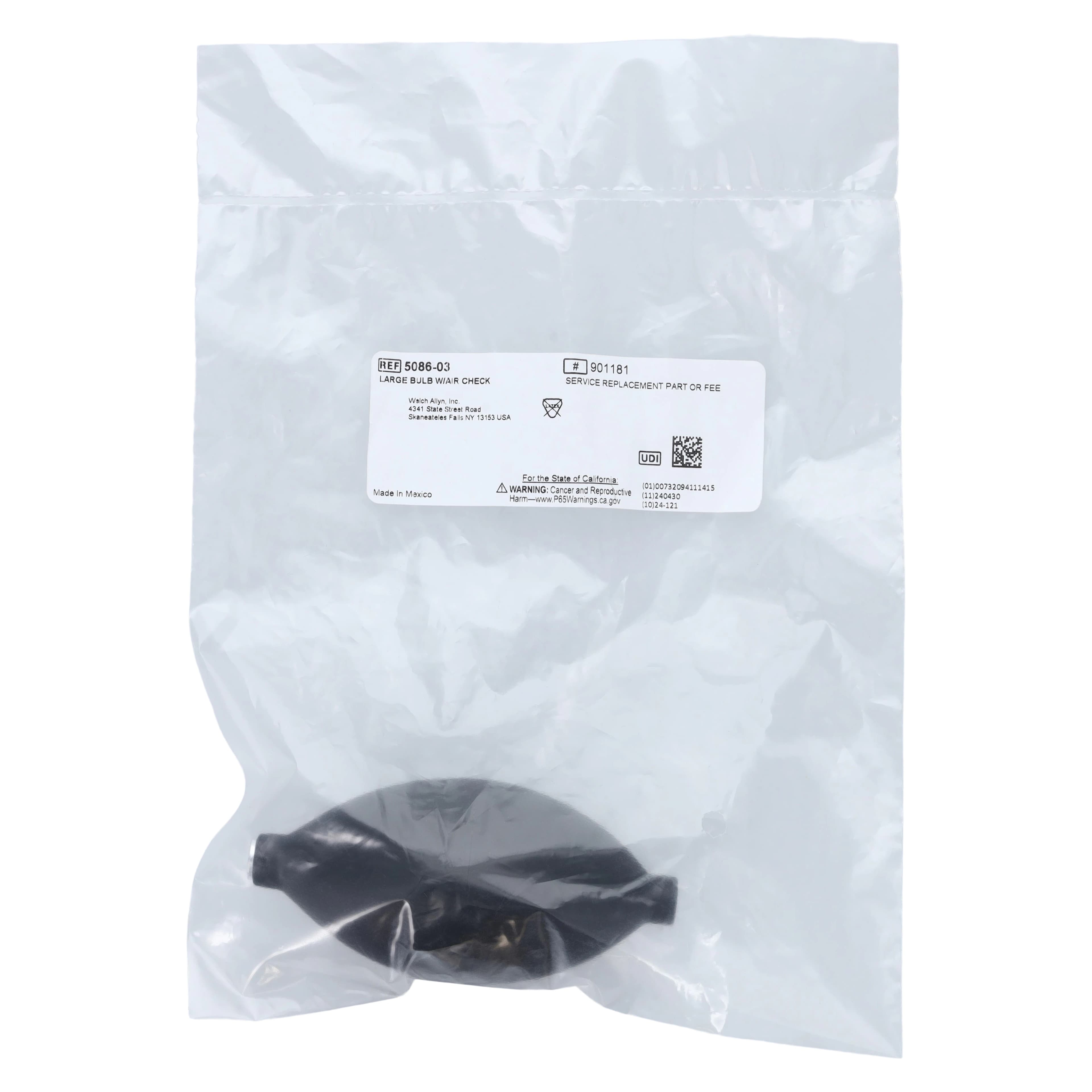 Tycos Inflation Bulb, Large, Black Latex, for Aneroid Sphygmomanometer - Inflation Bulb Large - Image 1