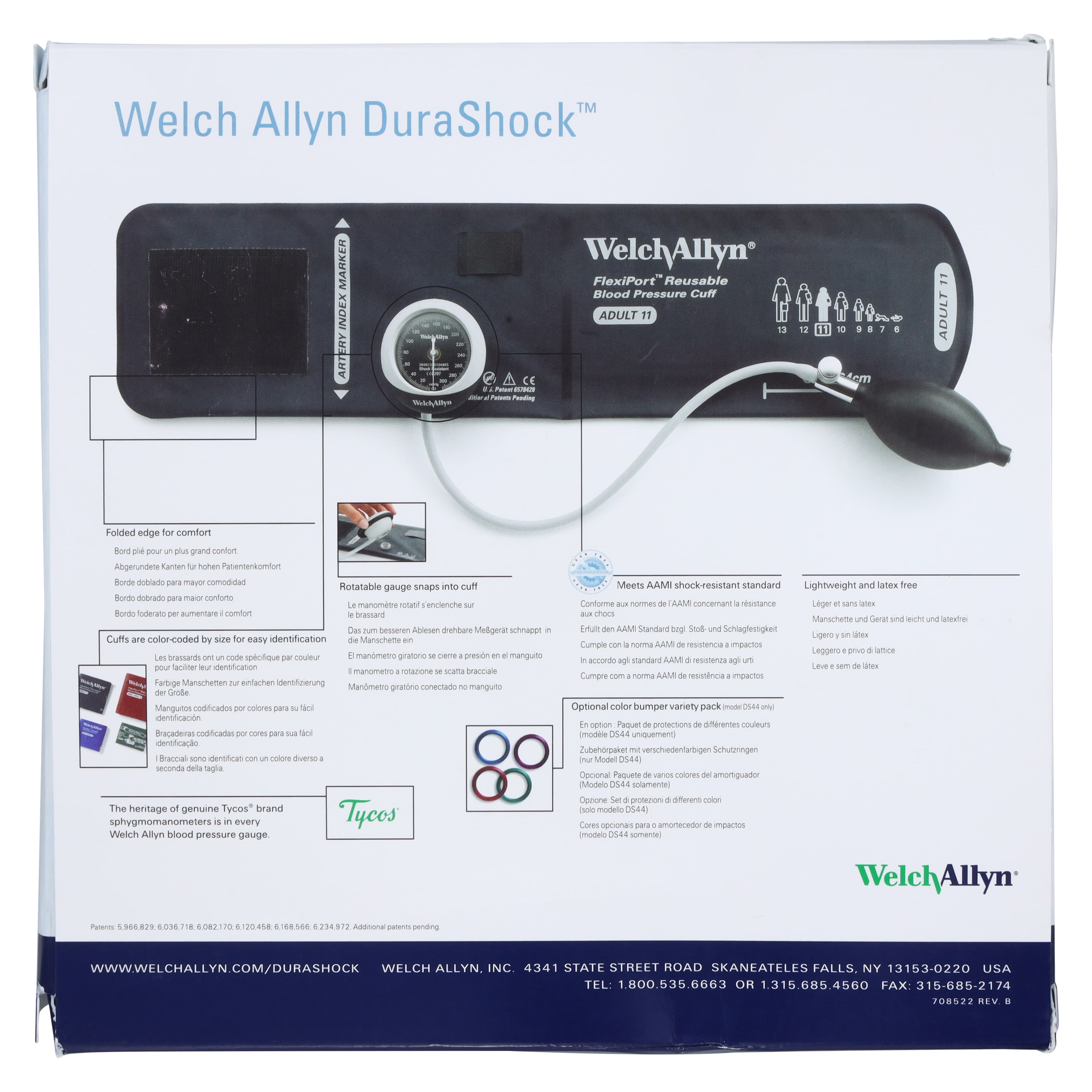 Welch Allyn DuraShock Silver Series Aneroid Sphygmomanometer, Size 9-12, Black/Gray, Latex-Free, Arm Dial Display thumbnail 7