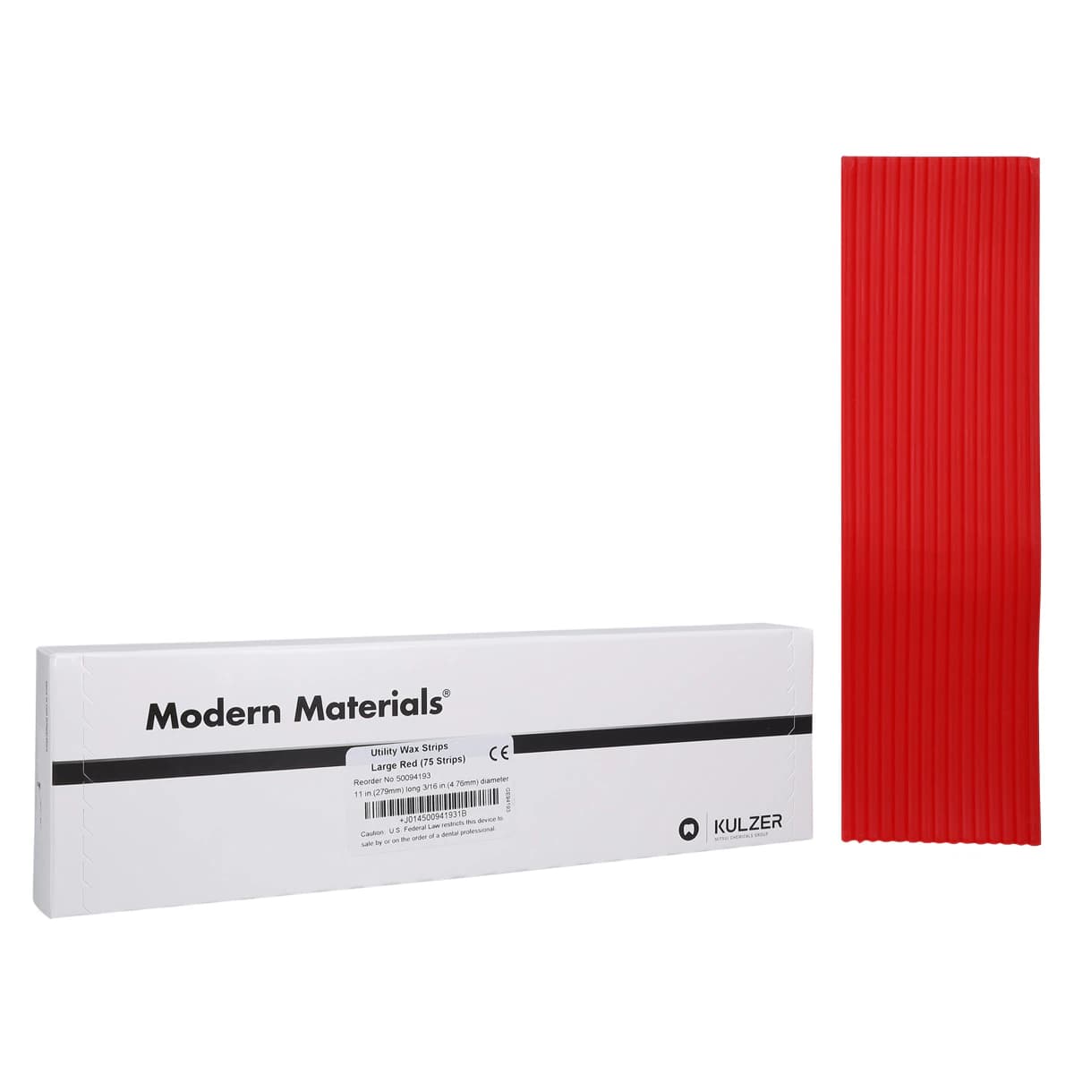 Modern Materials Utility Wax Strips, Large, Red, 3/16" x 11", 75/Box, 50094193 thumbnail 2