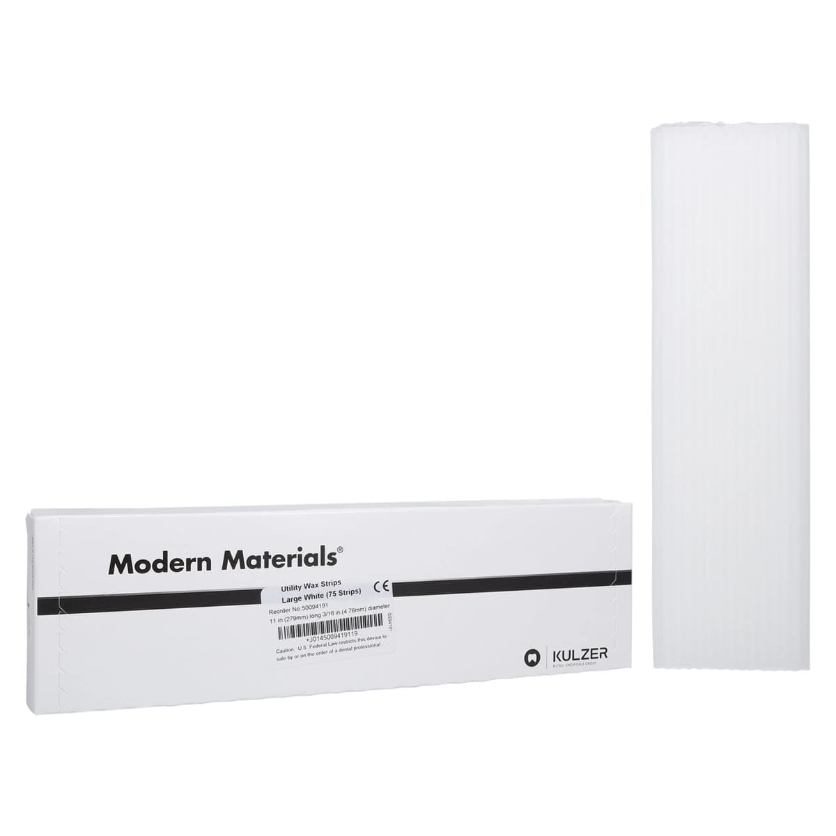 Kulzer Modern Materials Utility Wax Strips, Large, White, 3/16" x 11", 75/Box, 50094191 - Modern Materials Utility Wax Large 75/Strips White - Image 1