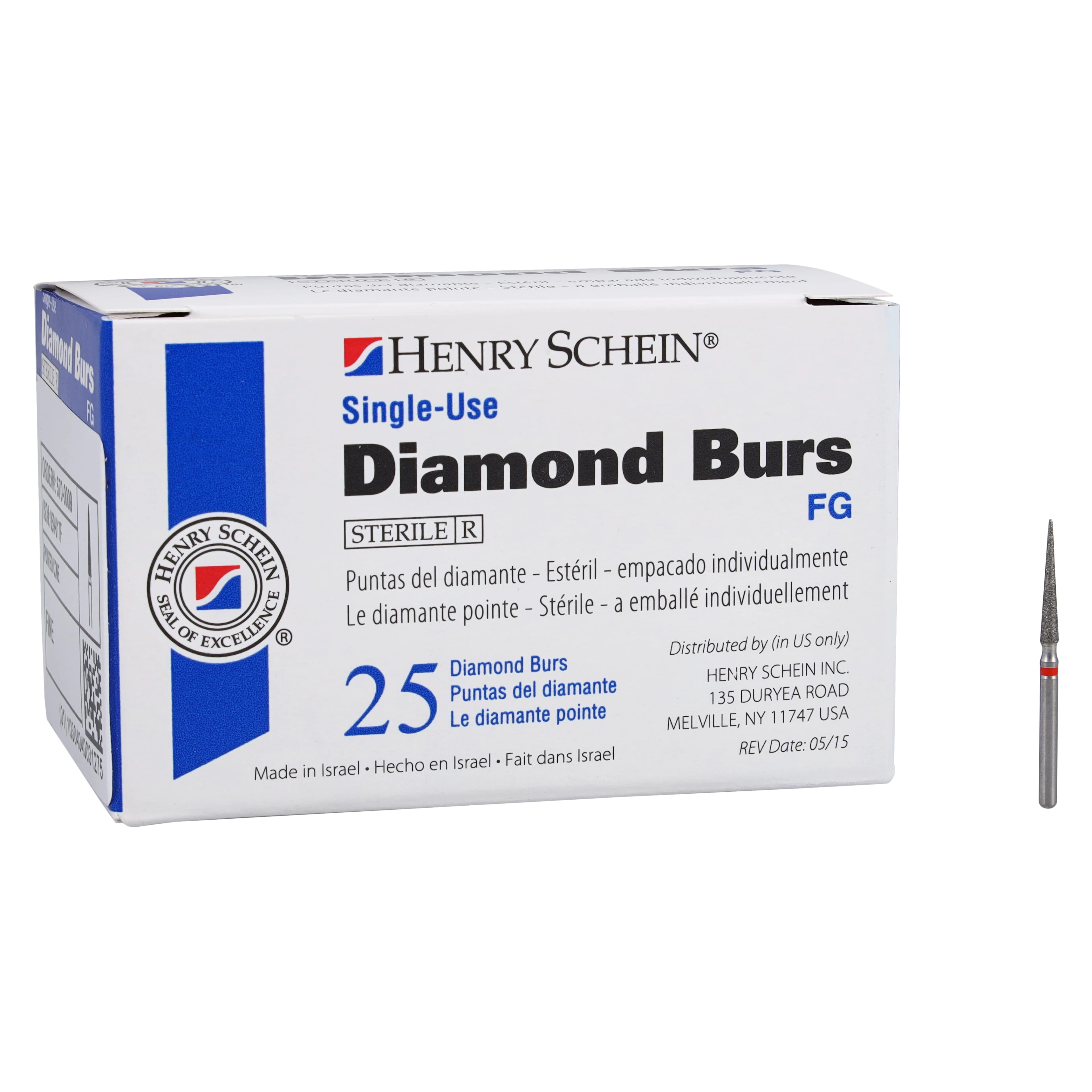 HSI Needle FG Diamond Burs, Single Use, Fine, 859-017F, 25/Box thumbnail 6