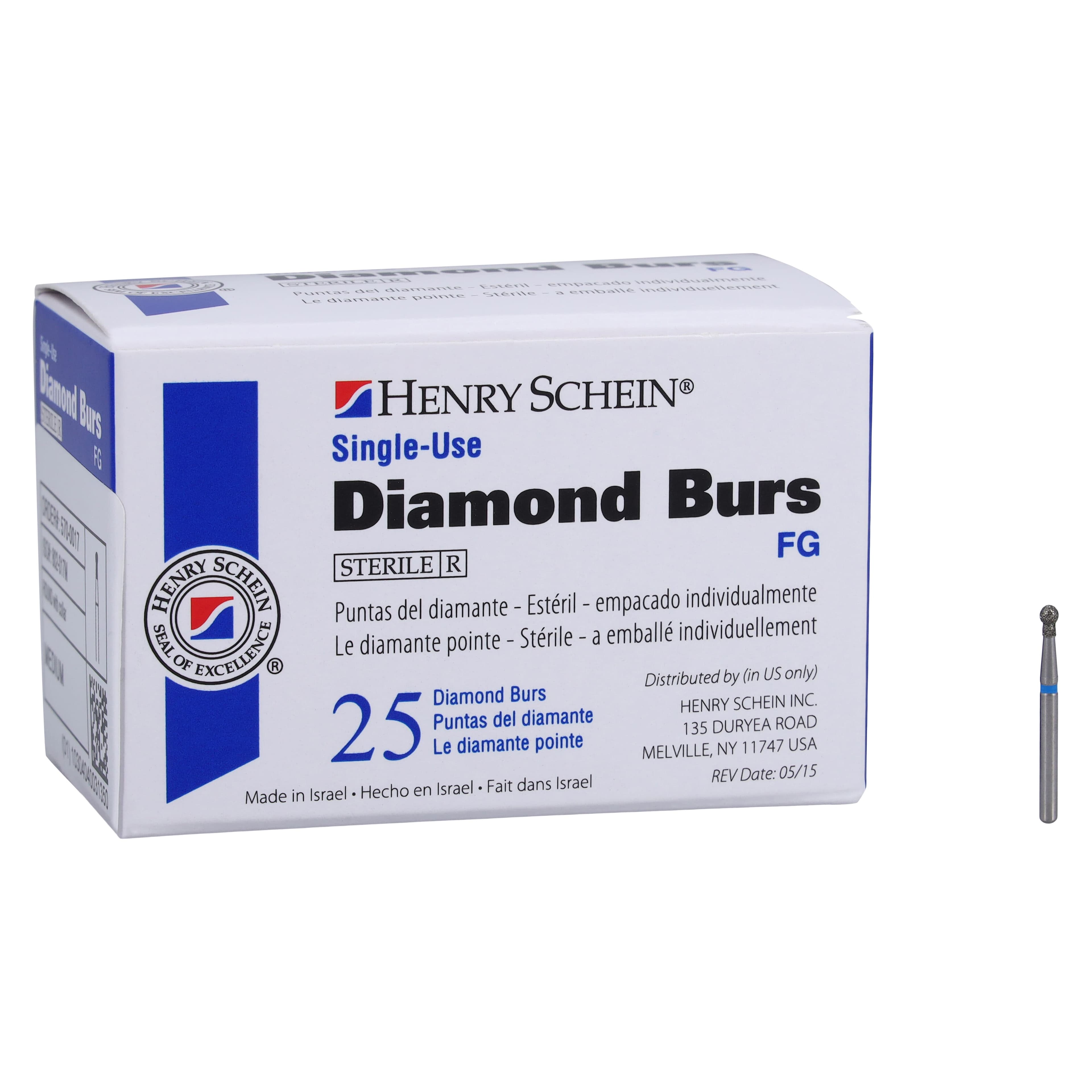 HSI Diamond Single-Use FG Bur, Friction Grip Medium Round Neck, 802-017M, 25/Box thumbnail 5
