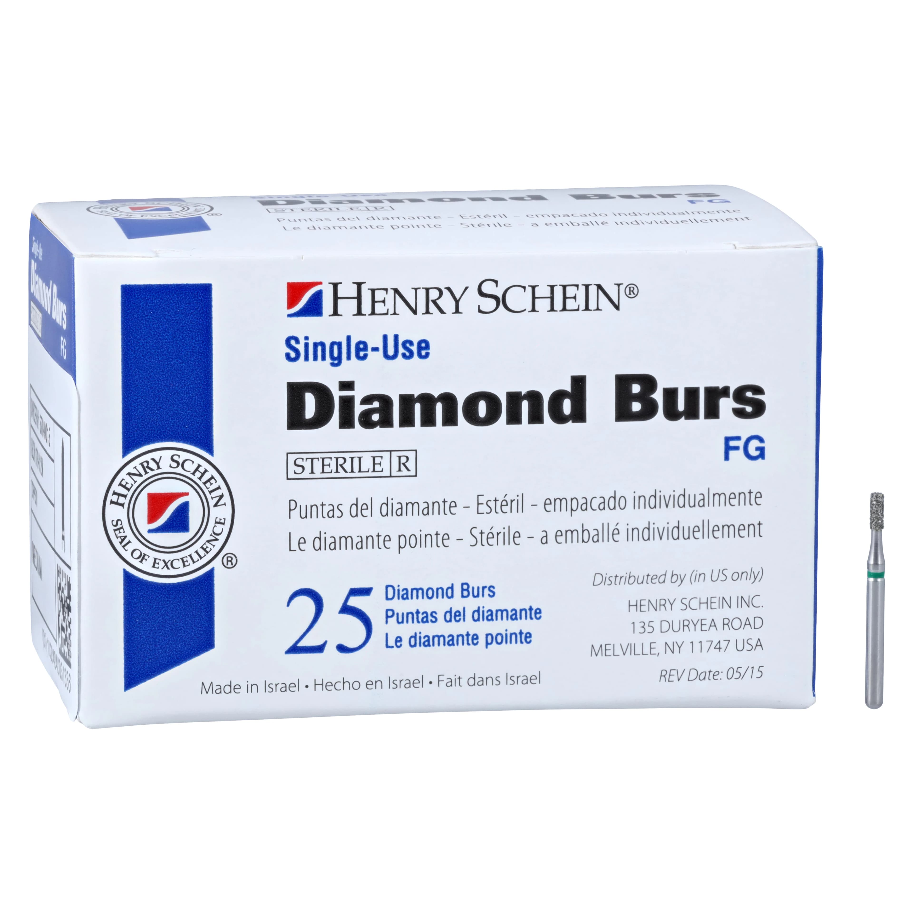 HSI Diamond Single-Use FG Flat End Cylinder Bur, Coarse, 835-011C, 25/Box thumbnail 5