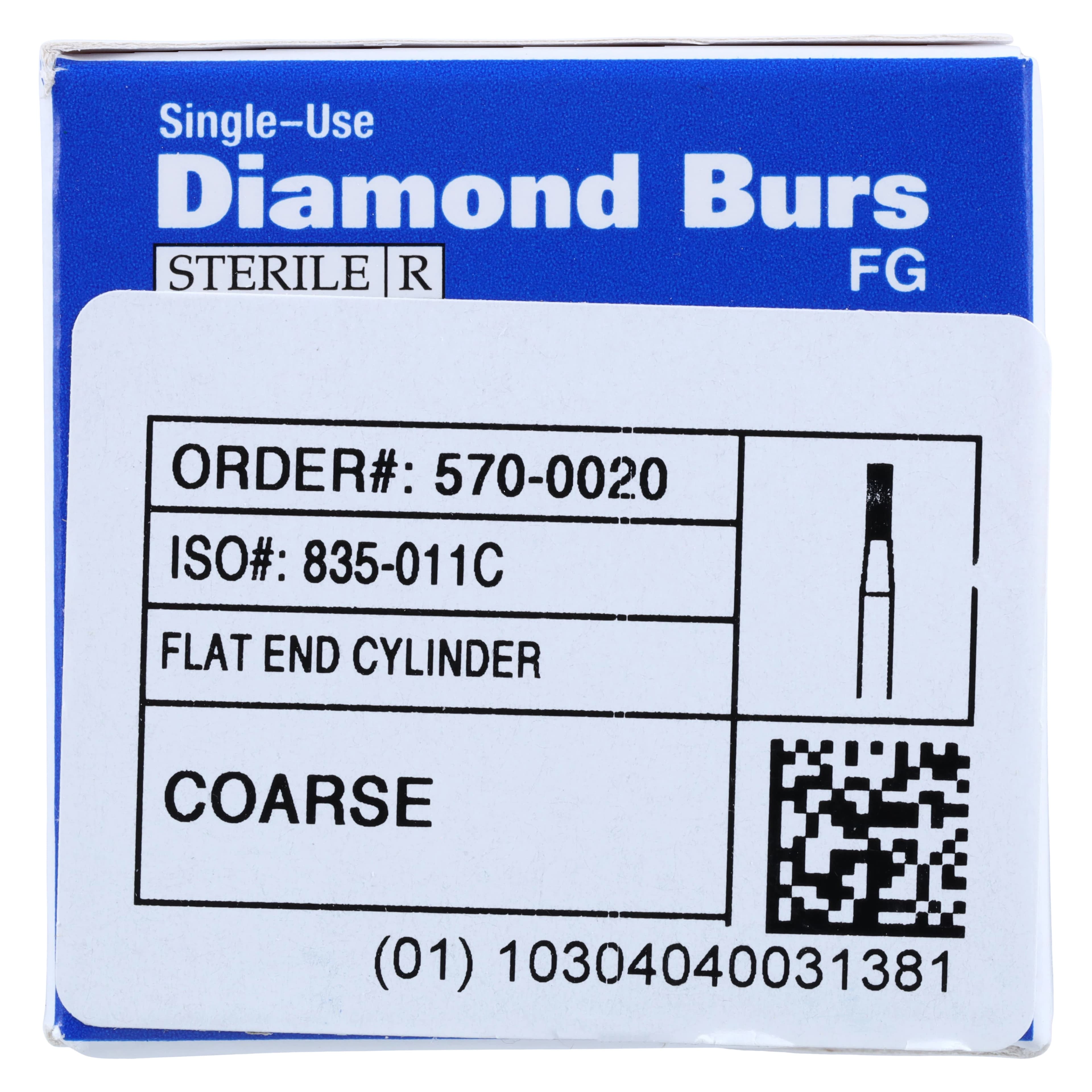 HSI Diamond Single-Use FG Flat End Cylinder Bur, Coarse, 835-011C, 25/Box thumbnail 7
