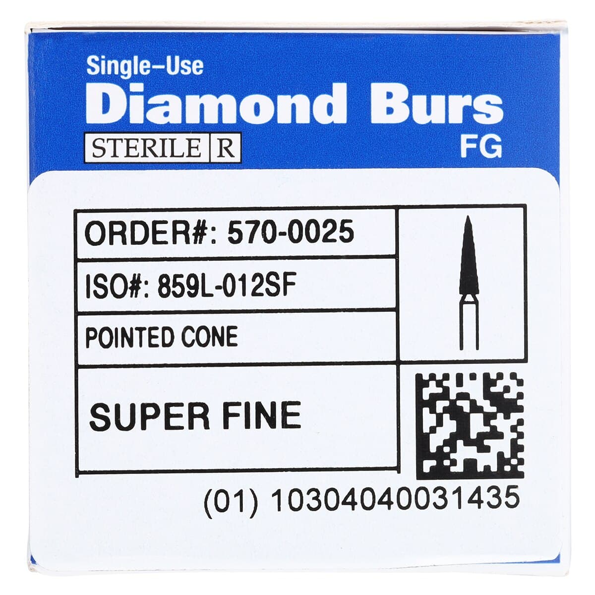 HSI Needle FG Diamond Burs, Single Use, Extra Fine, 859L-012XF, 25/Box thumbnail 7