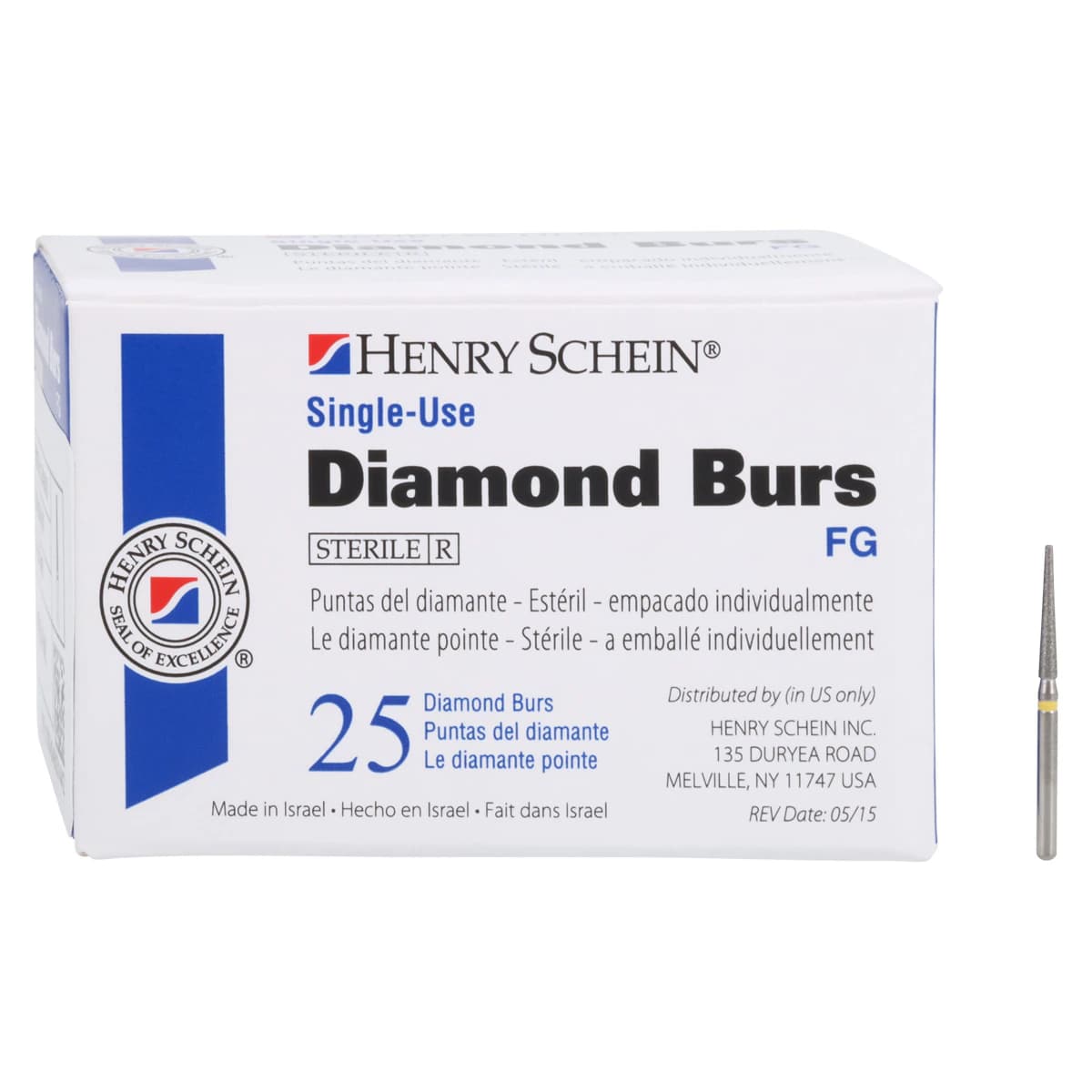Diamond Single-Use FG Flat End Taper Friction Grip Bur, Extra Fine, 848-017XF, 25/Box thumbnail 3